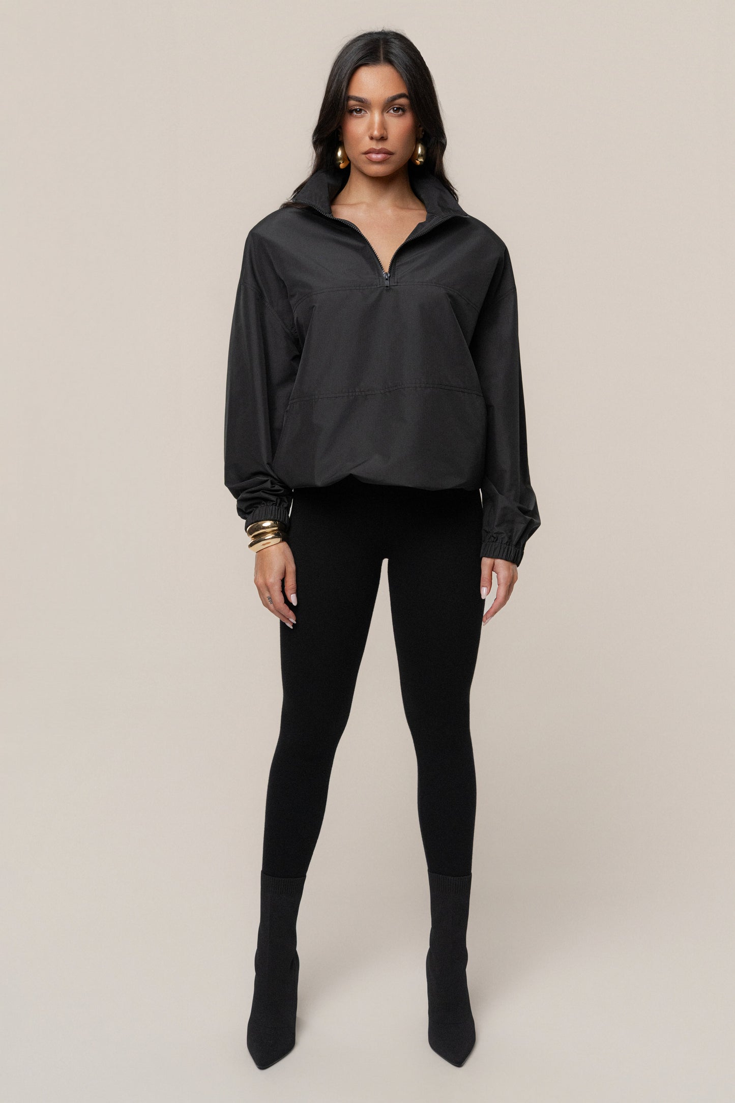 Black Oversized Funnel Jacket JLUXLABEL
