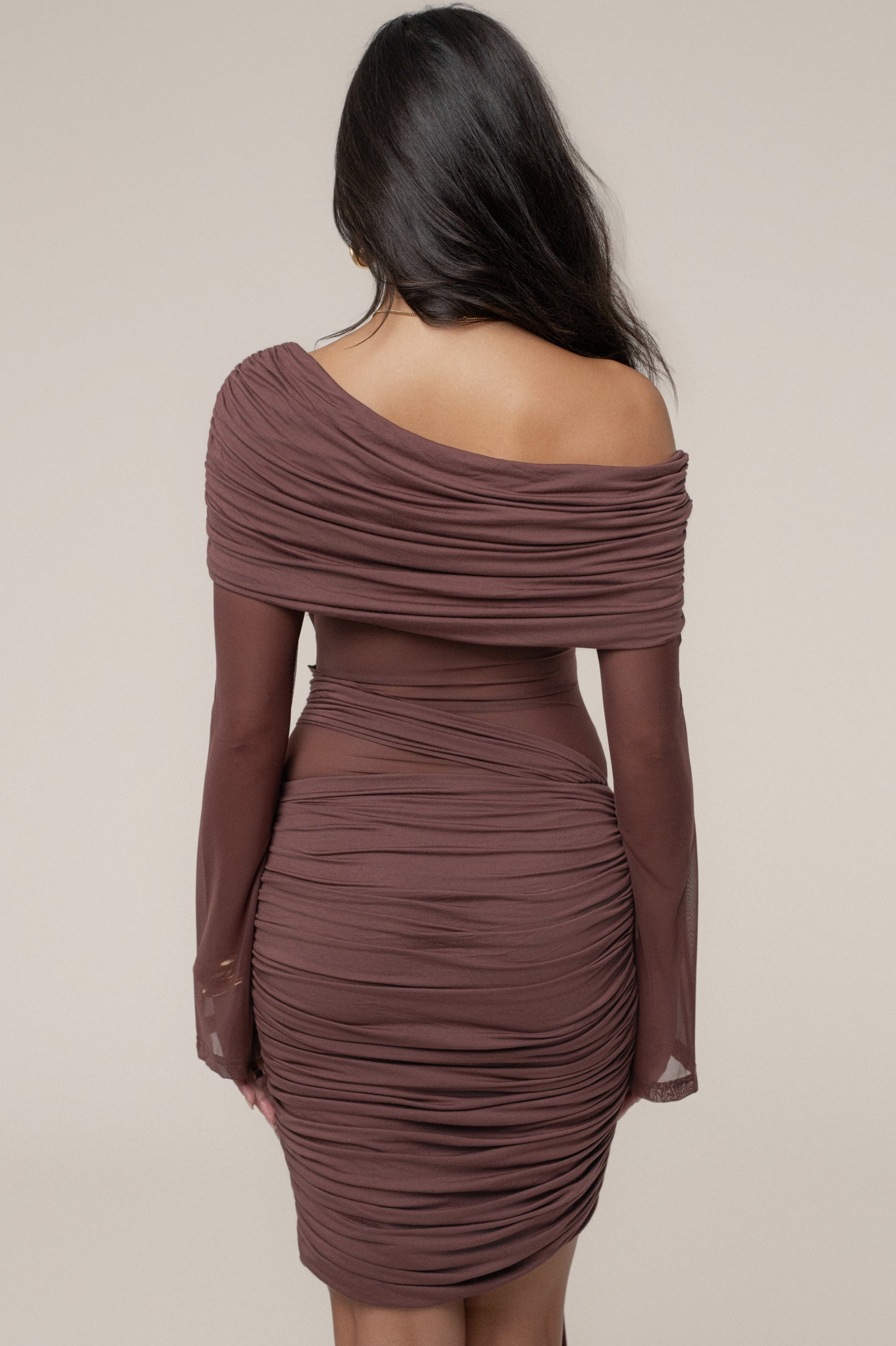 Brown After Hours Drape Dress JLUXLABEL