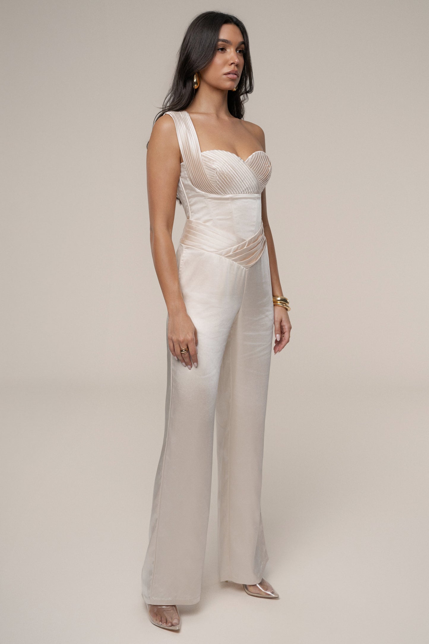 Champagne True Affection Satin Trouser JLUXLABEL