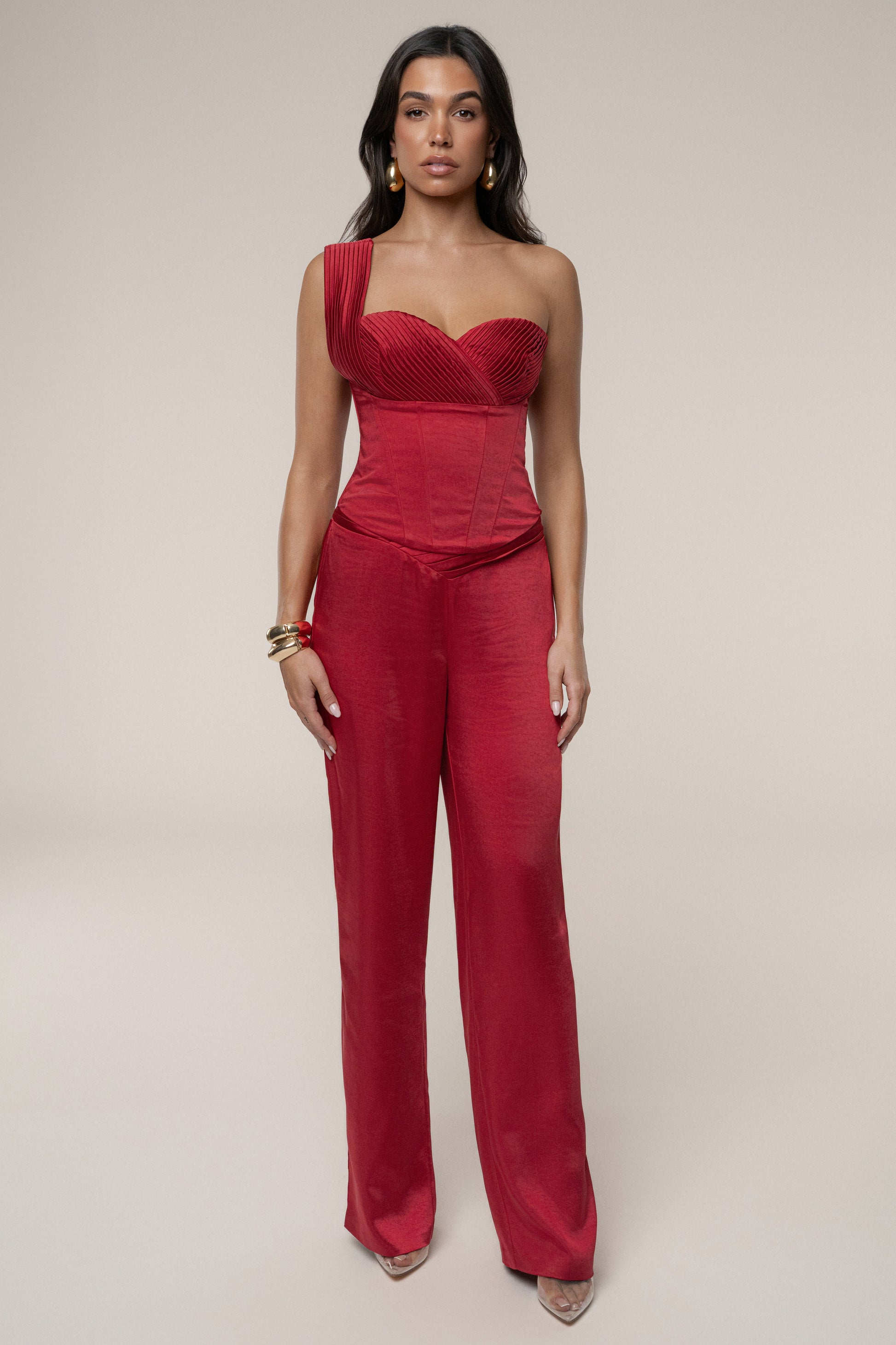 Red True Affection Satin Trouser JLUXLABEL
