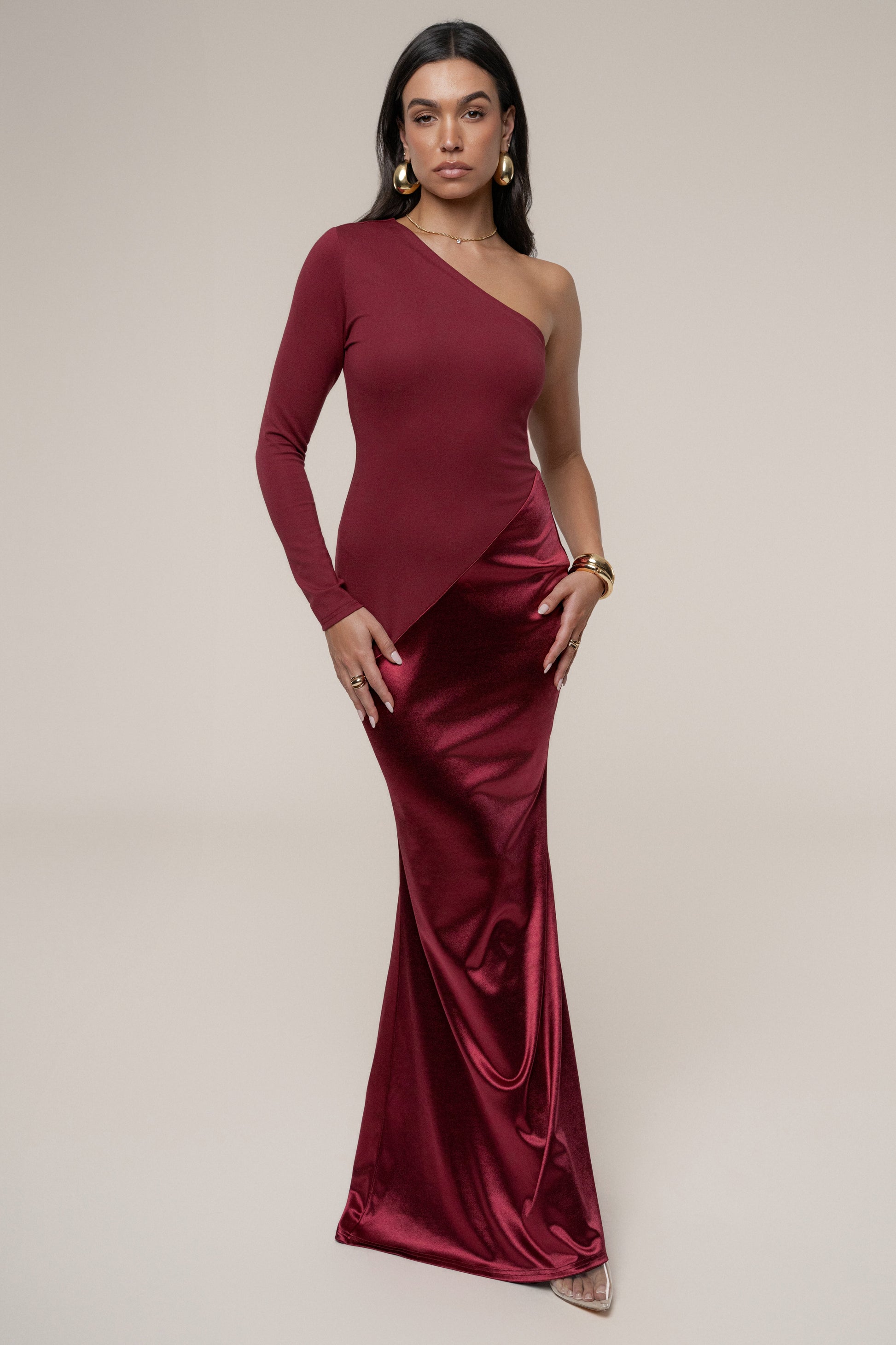 Burgundy Look Of Desire Maxi Dress JLUXLABEL