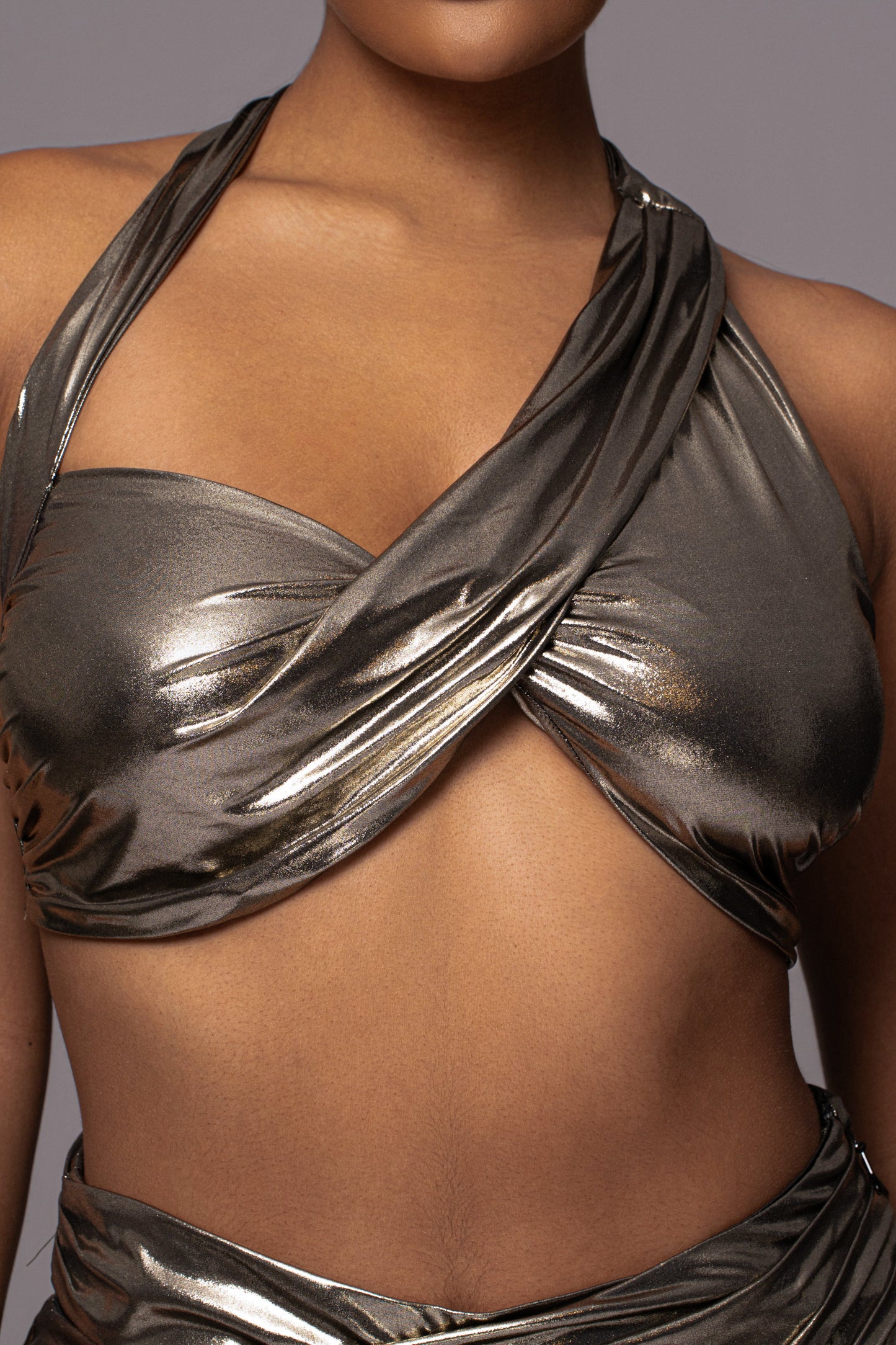 Gold METALLIC NEW AGE TWO PIECE SKIRT SET JLUXLABEL
