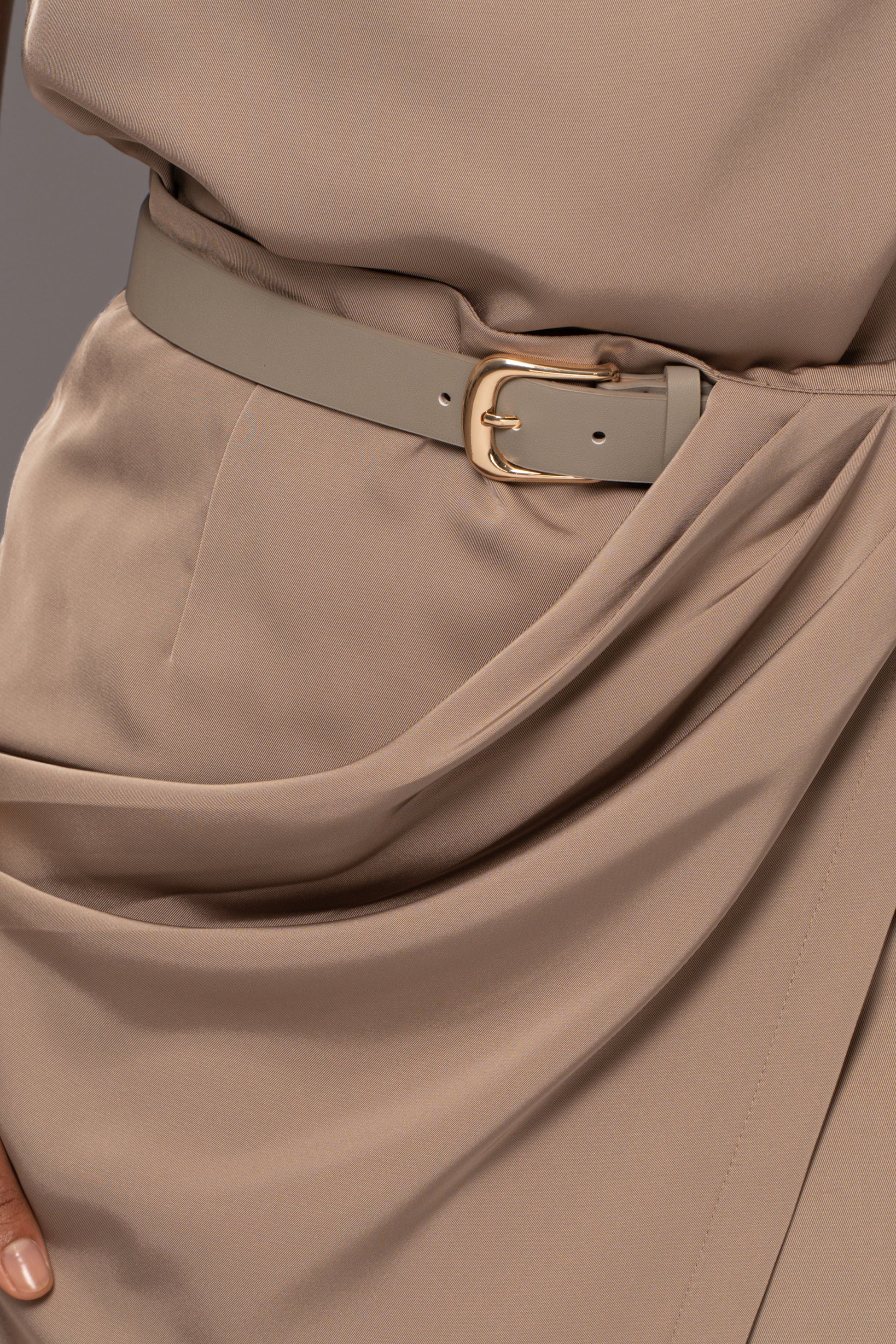 Beige Jamila Drape Skirt JLUXLABEL