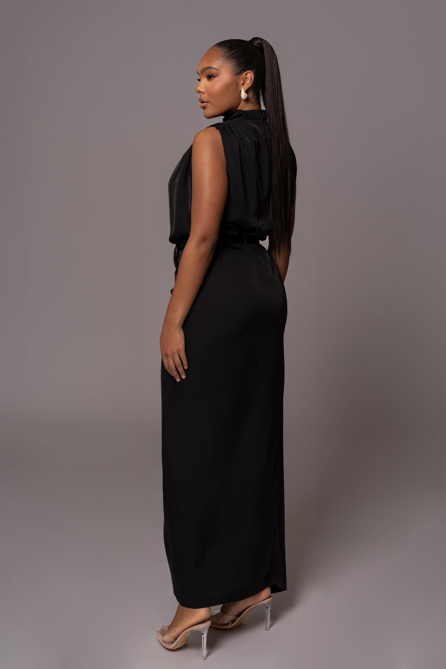 Black Jamila Drape Skirt JLUXLABEL