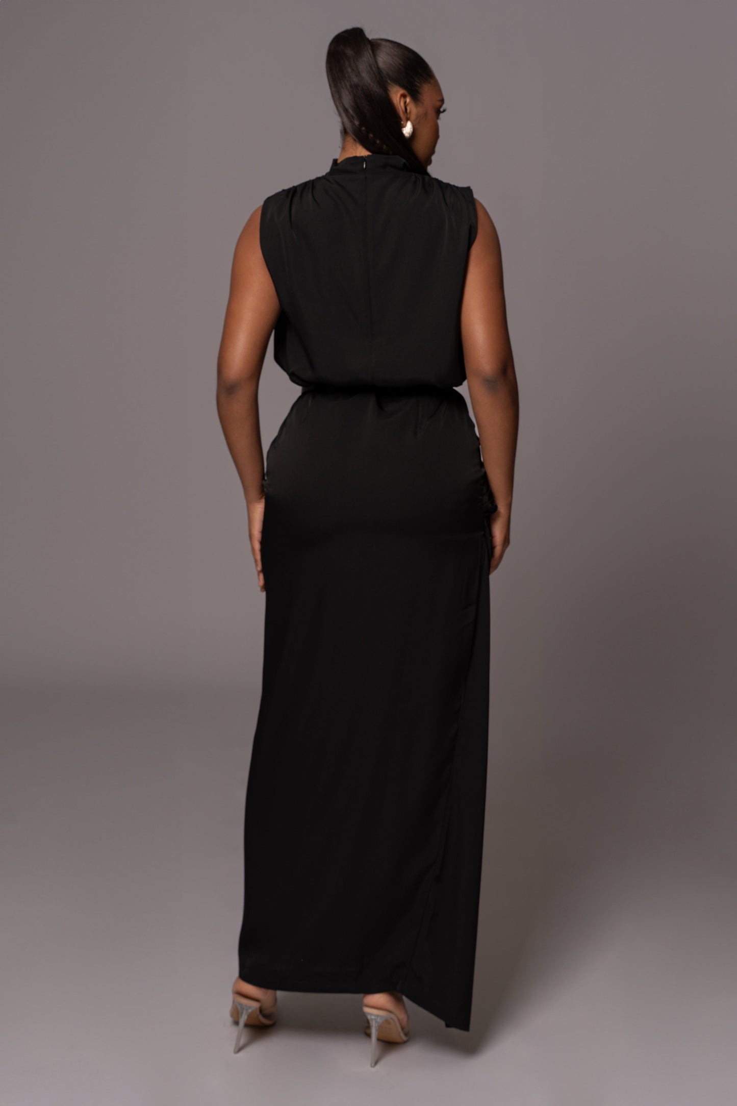 Black Jamila Drape Skirt JLUXLABEL