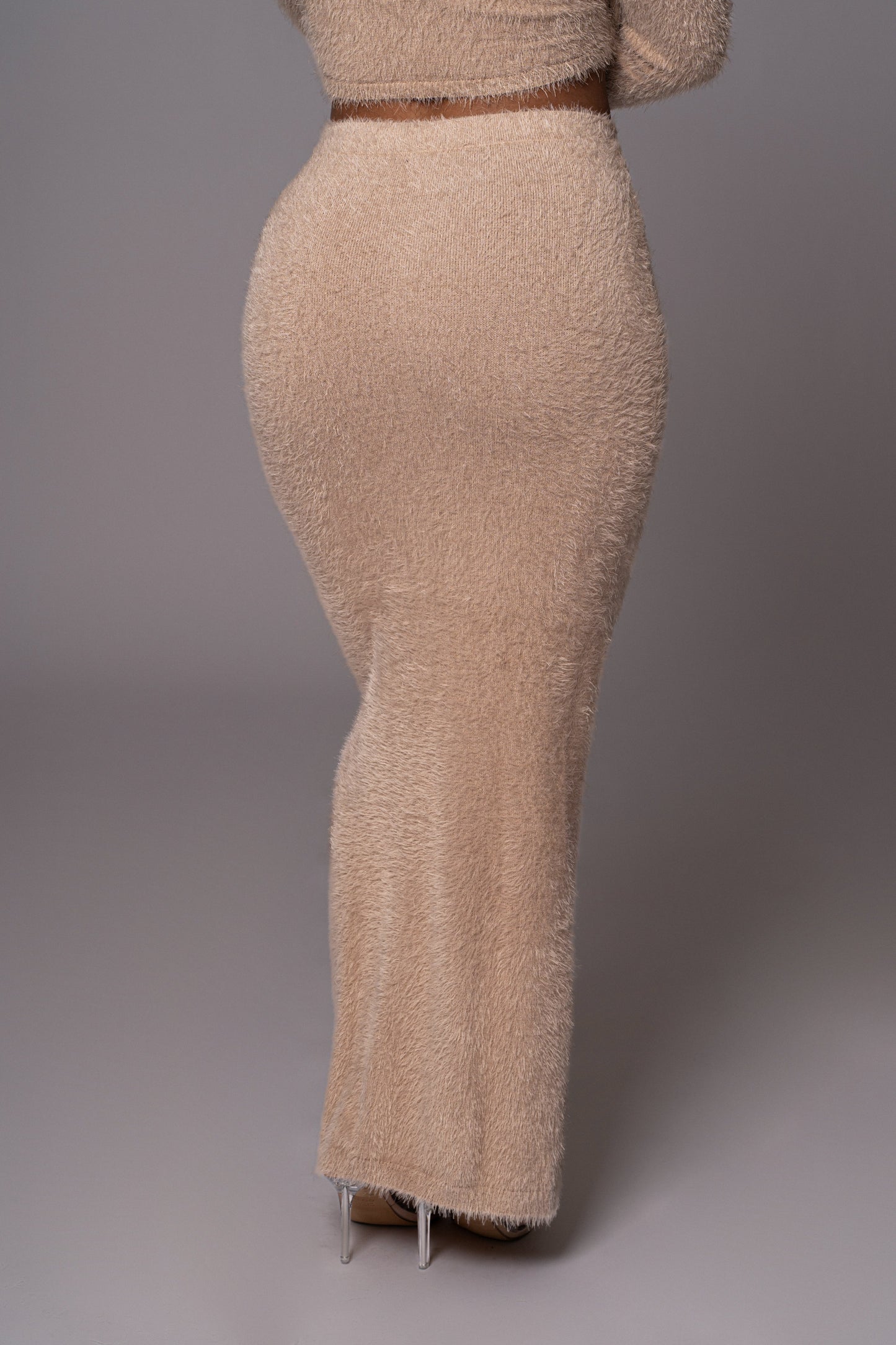 Beige Annette Sweater Knit Skirt Set JLUXLABEL