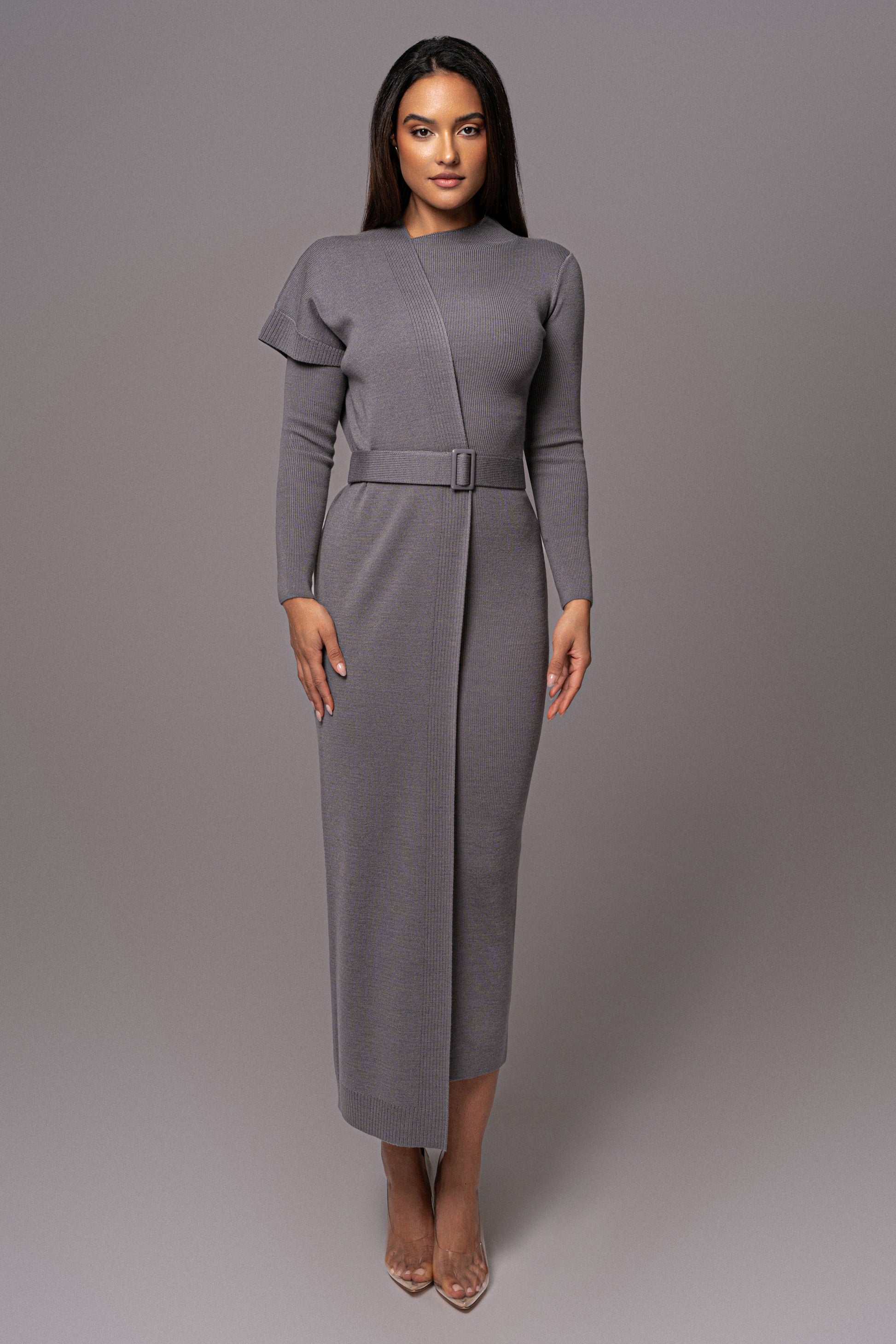 Grey Meant To Be Knit Maxi Dress JLUXLABEL