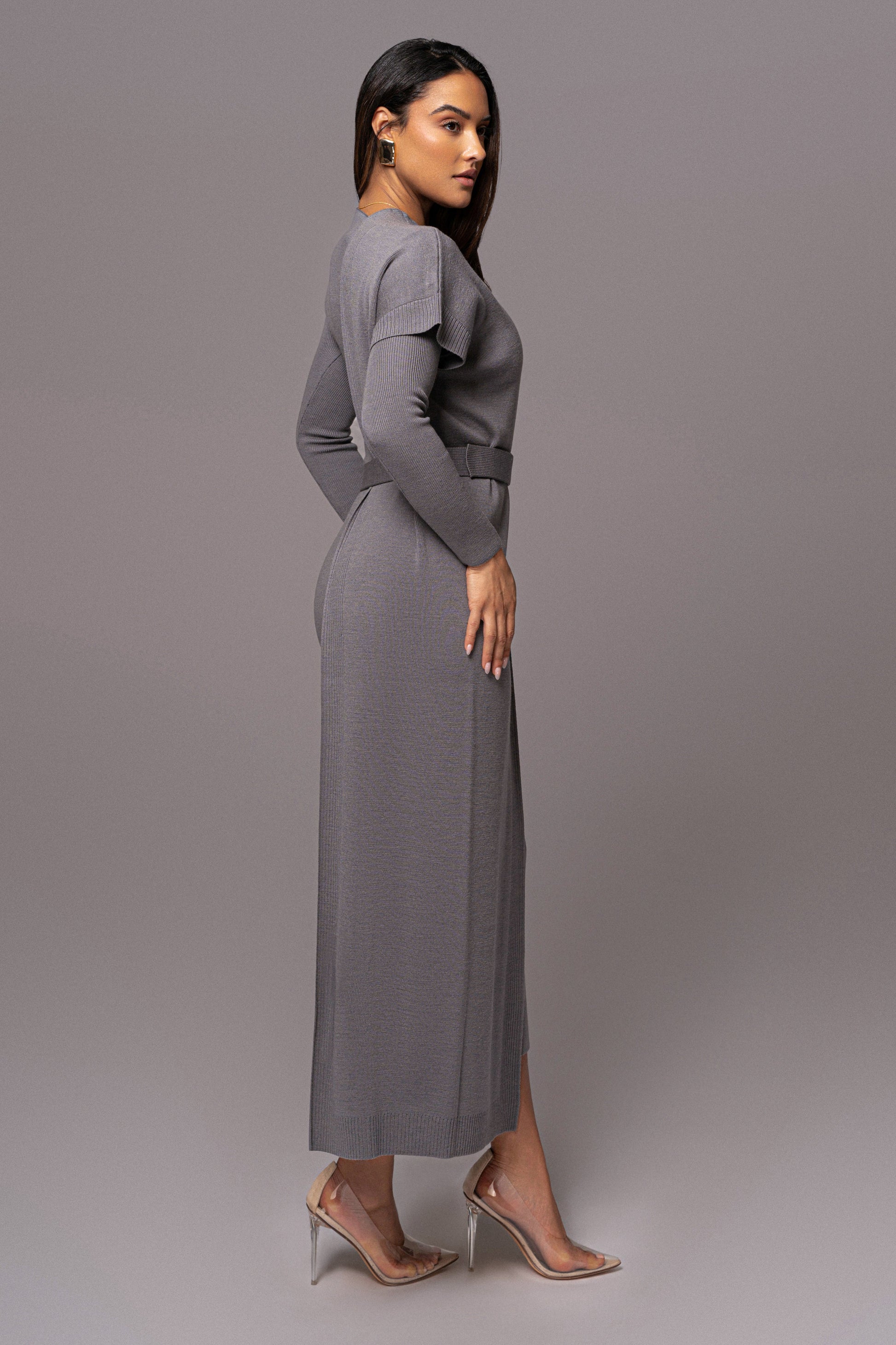 Grey Meant To Be Knit Maxi Dress JLUXLABEL
