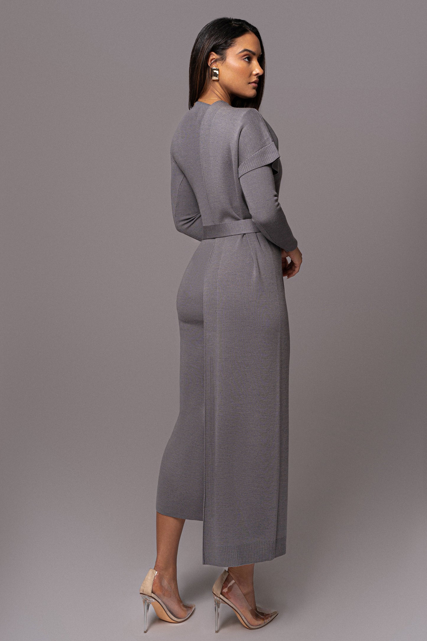 Grey Meant To Be Knit Maxi Dress JLUXLABEL