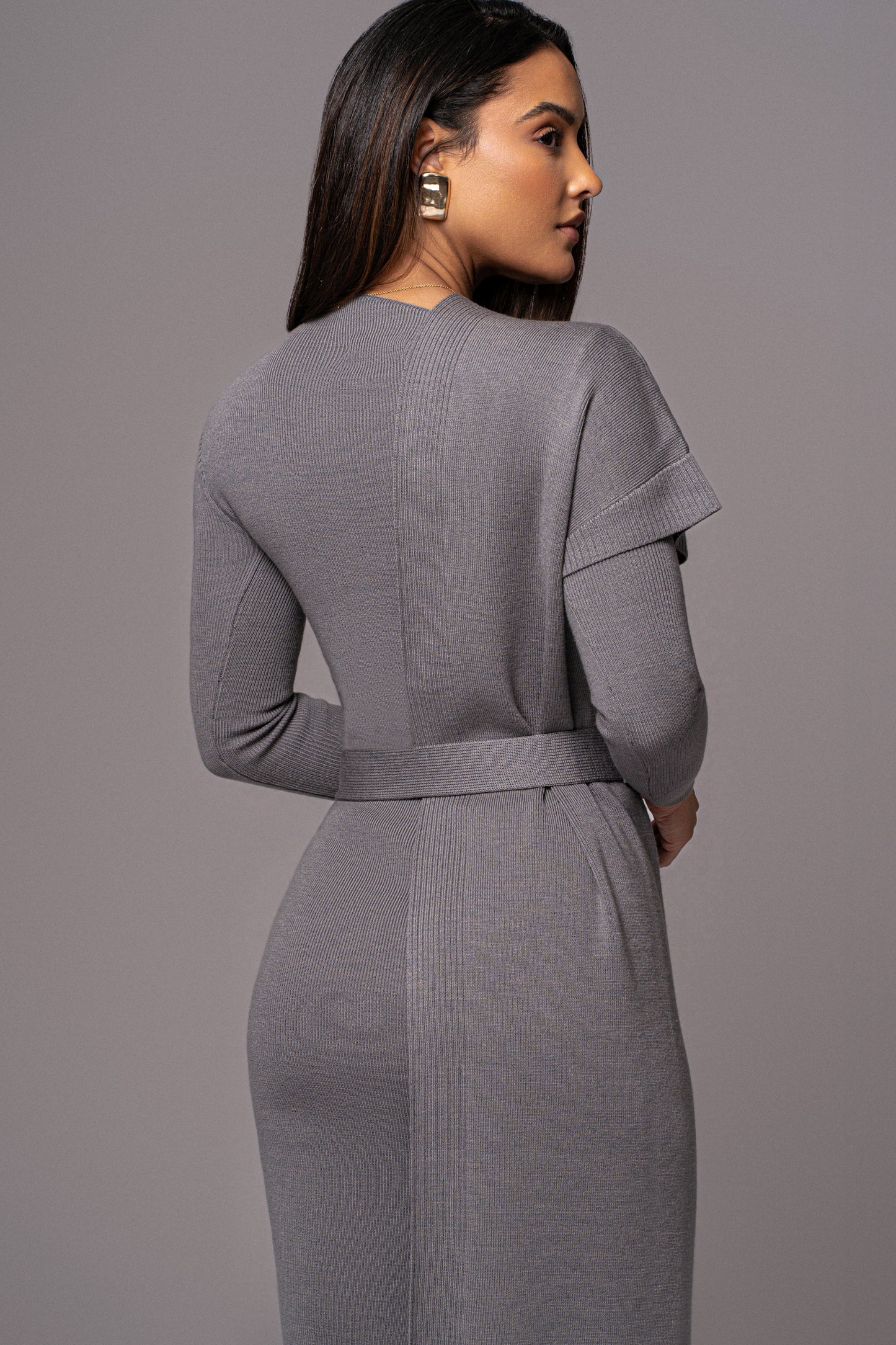 Grey Meant To Be Knit Maxi Dress JLUXLABEL