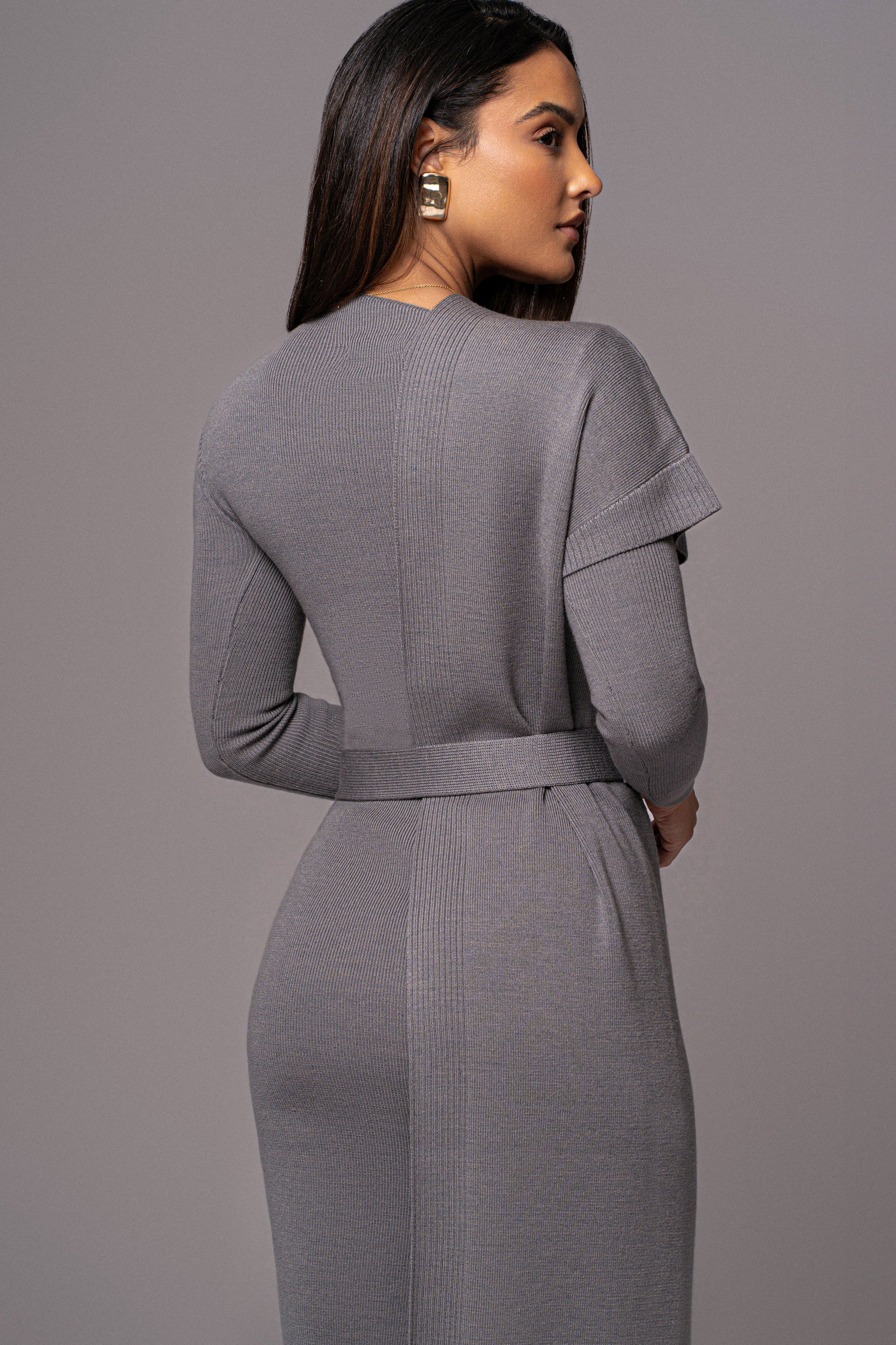 Grey Meant To Be Knit Maxi Dress JLUXLABEL