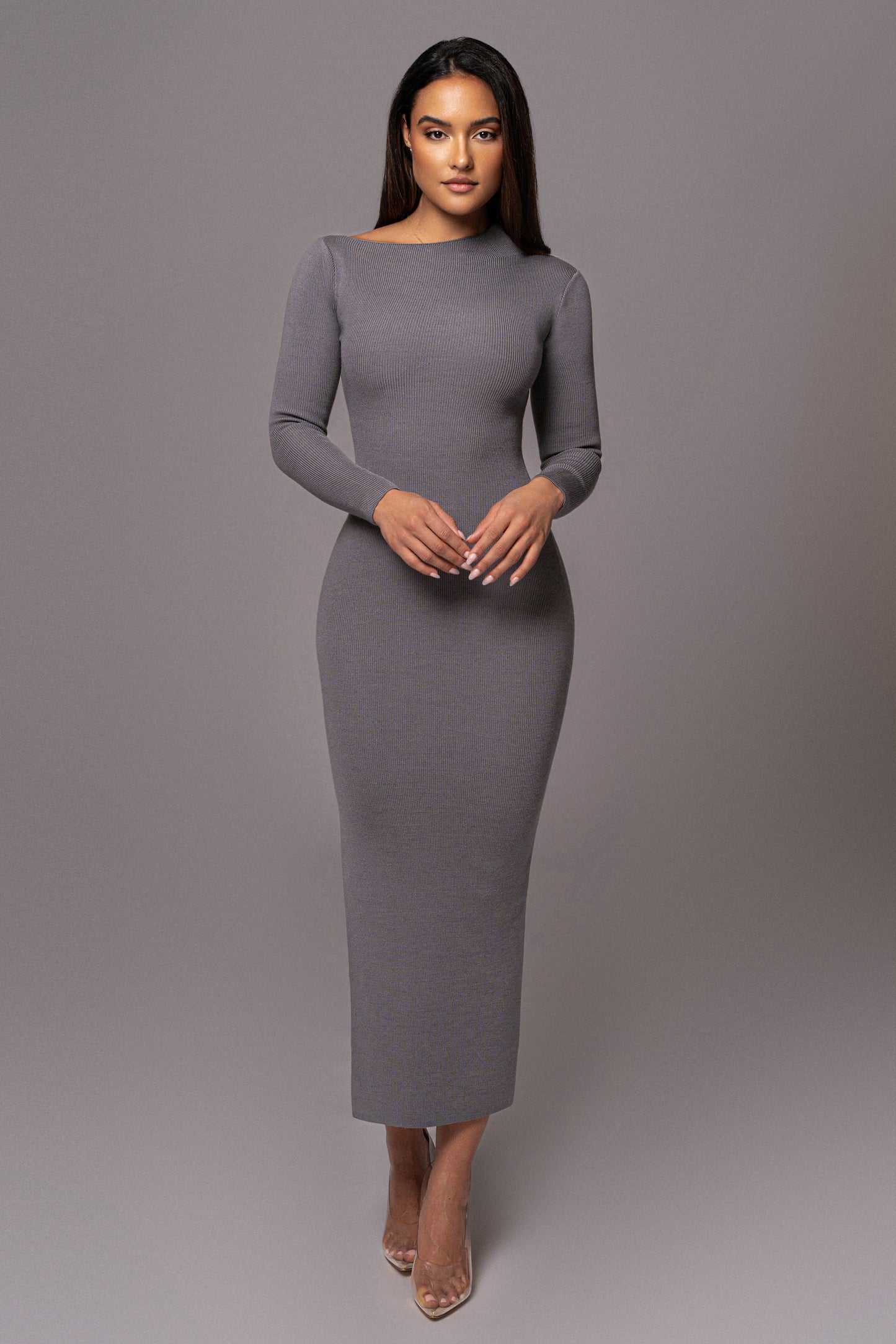 Grey Meant To Be Knit Maxi Dress JLUXLABEL