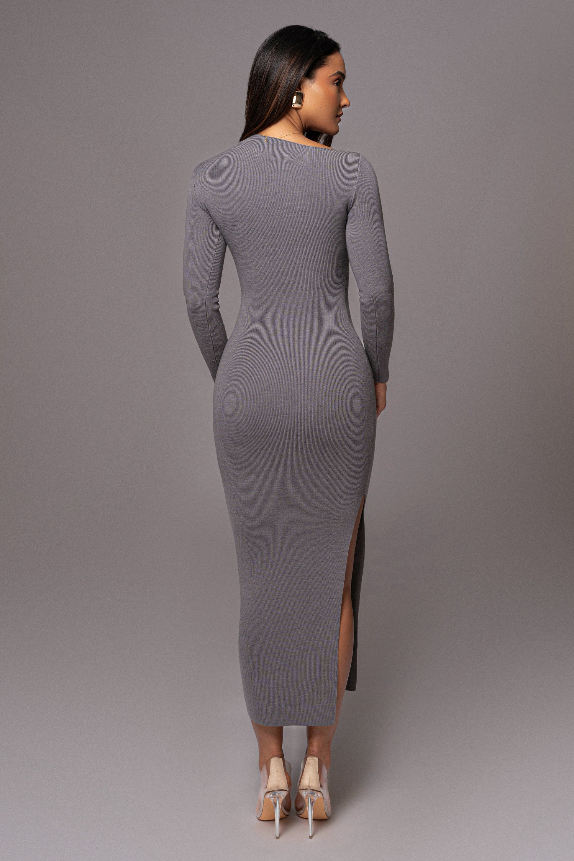 Grey Meant To Be Knit Maxi Dress JLUXLABEL