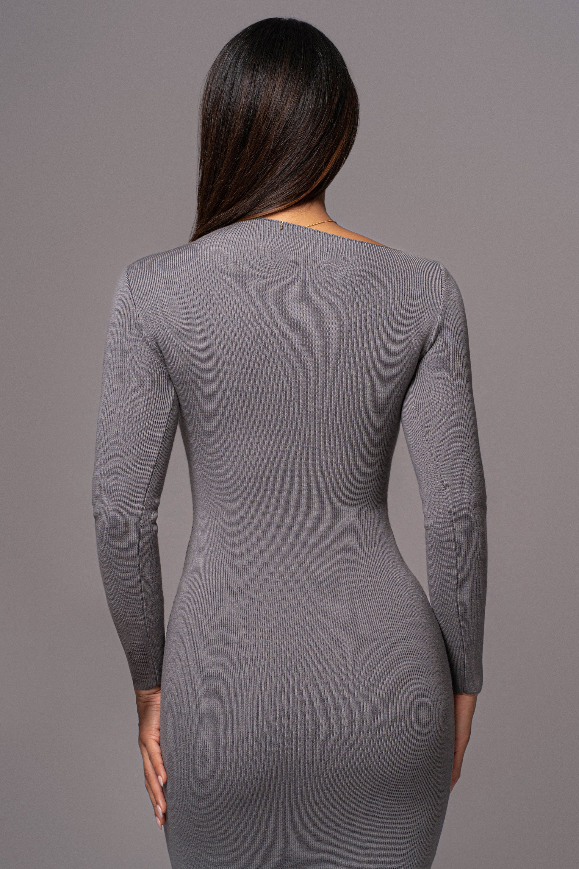 Grey Meant To Be Knit Maxi Dress JLUXLABEL