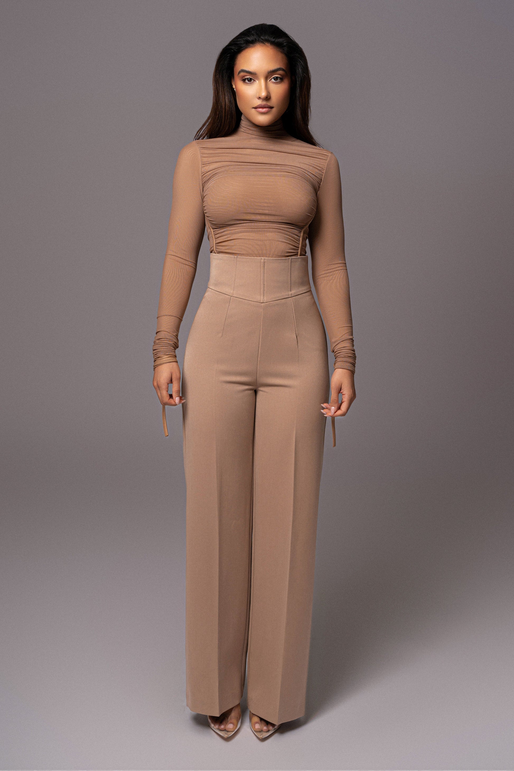 Tan Novena Woven Pants JLUXLABEL