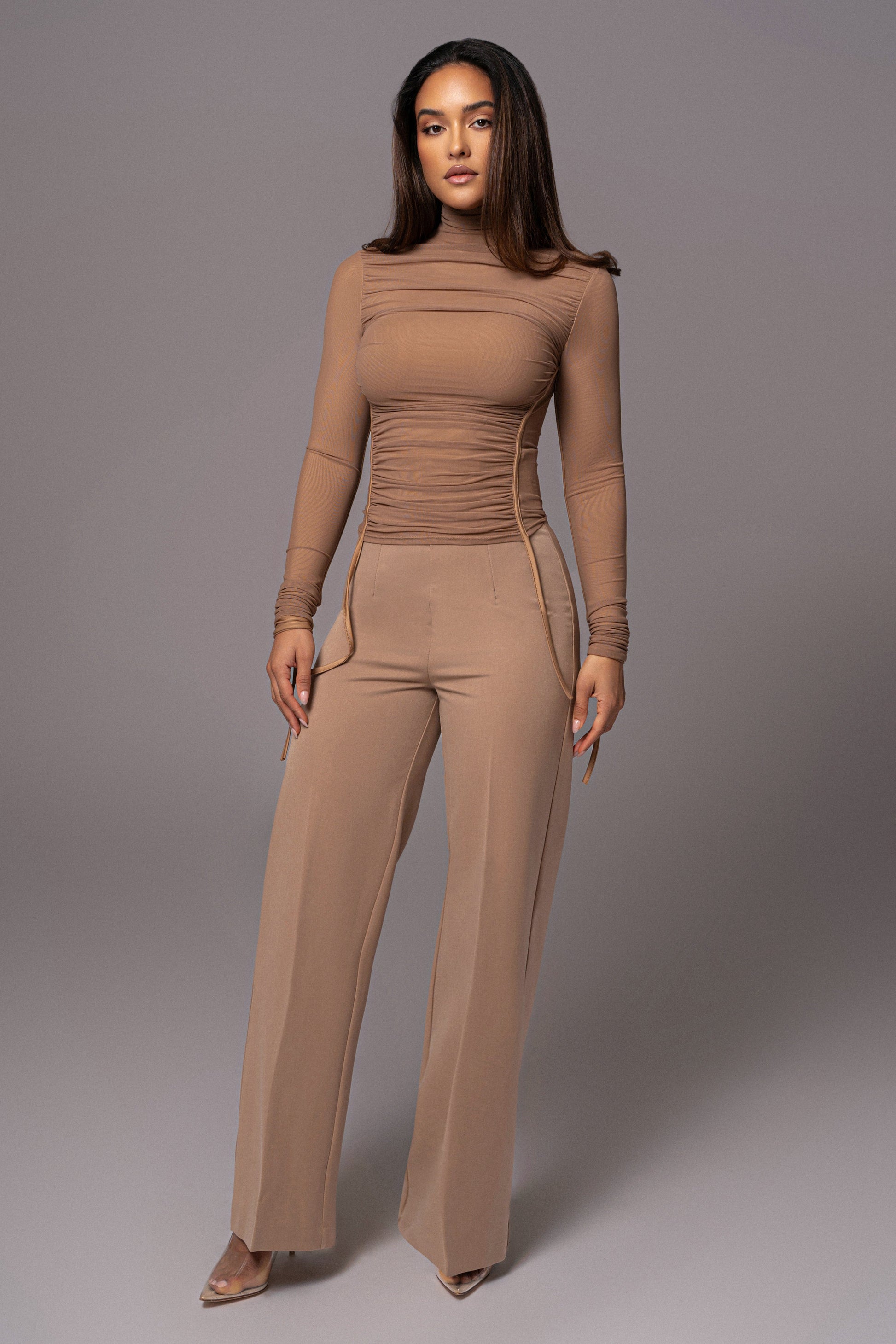 Tan Novena Woven Pants JLUXLABEL