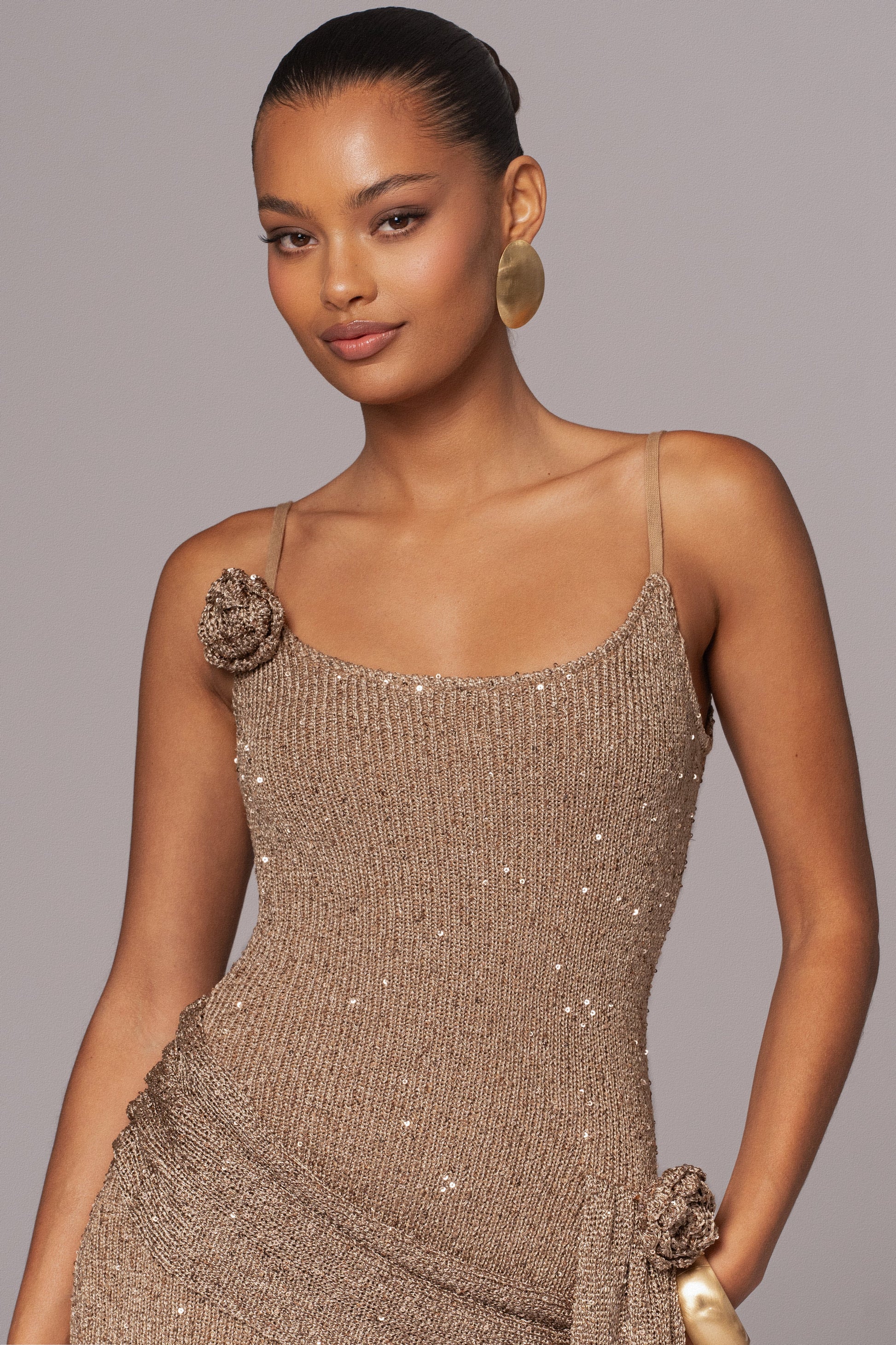 Gold Golden Dusk Sequin Dress JLUXLABEL