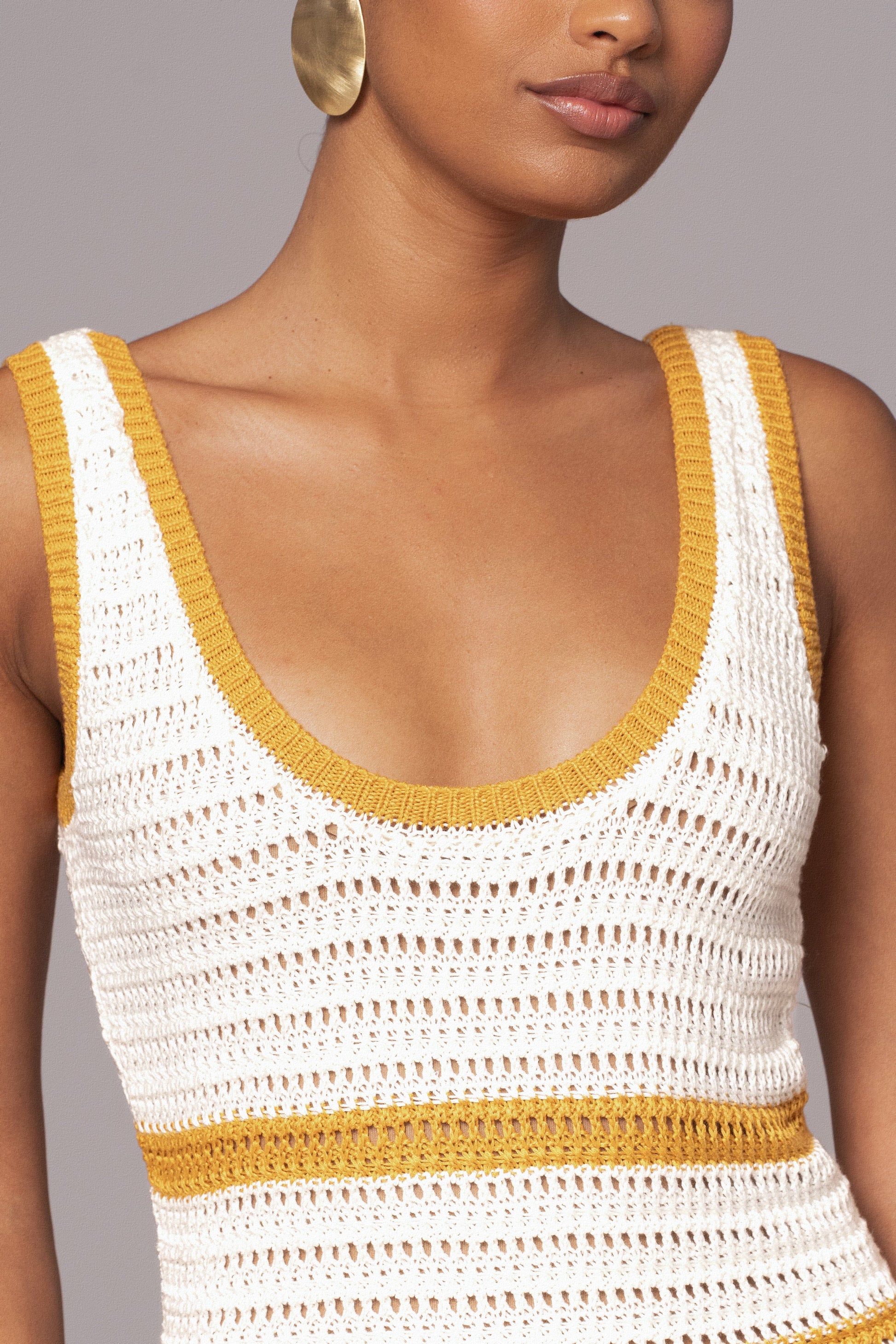 Ivory/Yellow Destiny Knit Maxi Dress JLUXLABEL