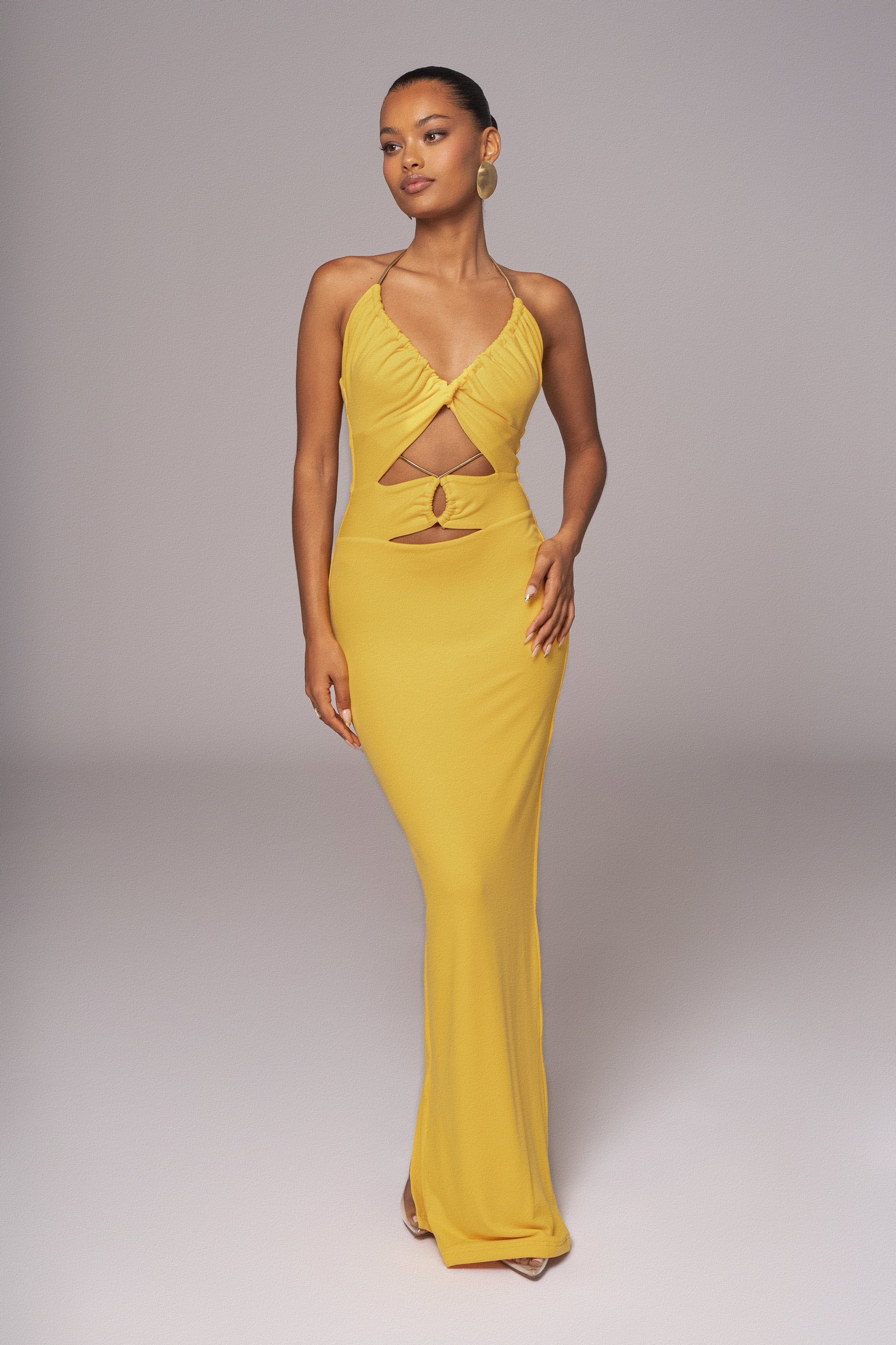Yellow Secret Bloom Maxi Dress JLUXLABEL