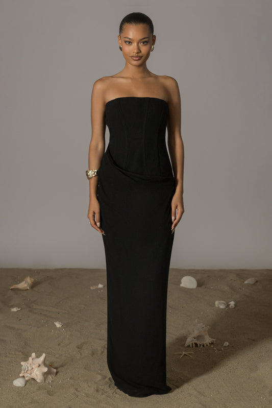 Black Journey Linen Maxi Dress JLUXLABEL