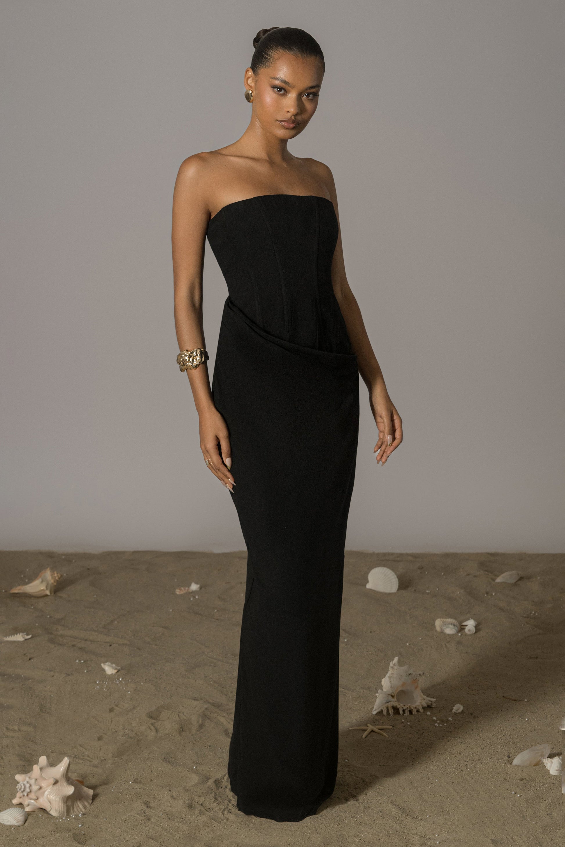 Black Journey Linen Maxi Dress JLUXLABEL