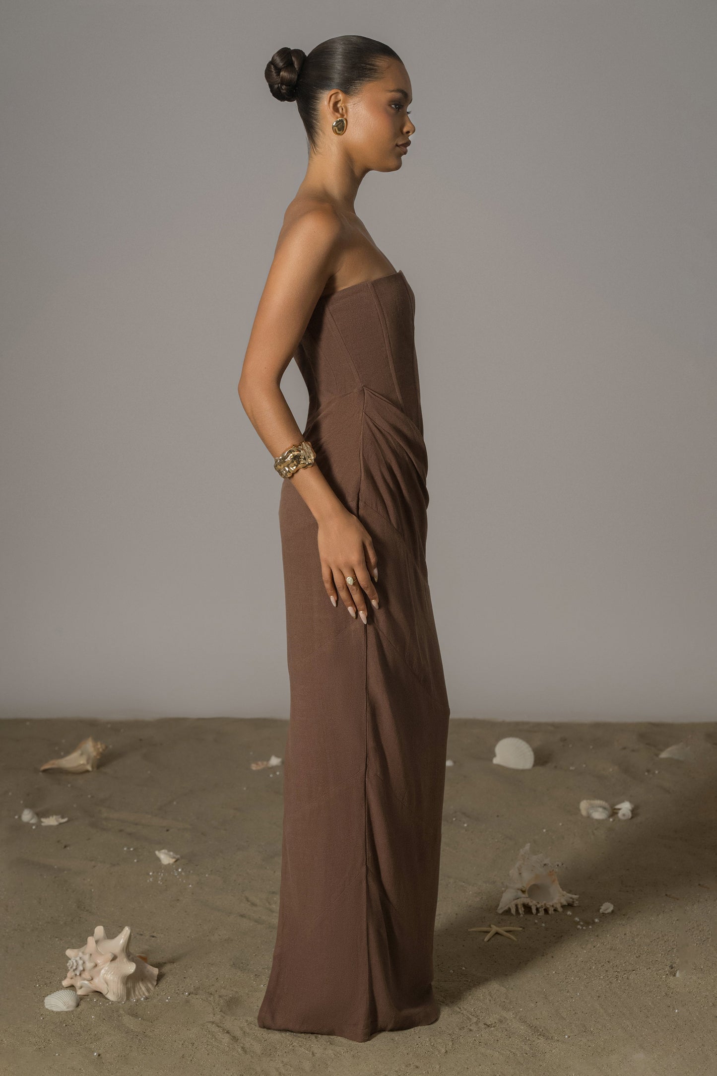 Chocolate Journey Linen Maxi Dress JLUXLABEL