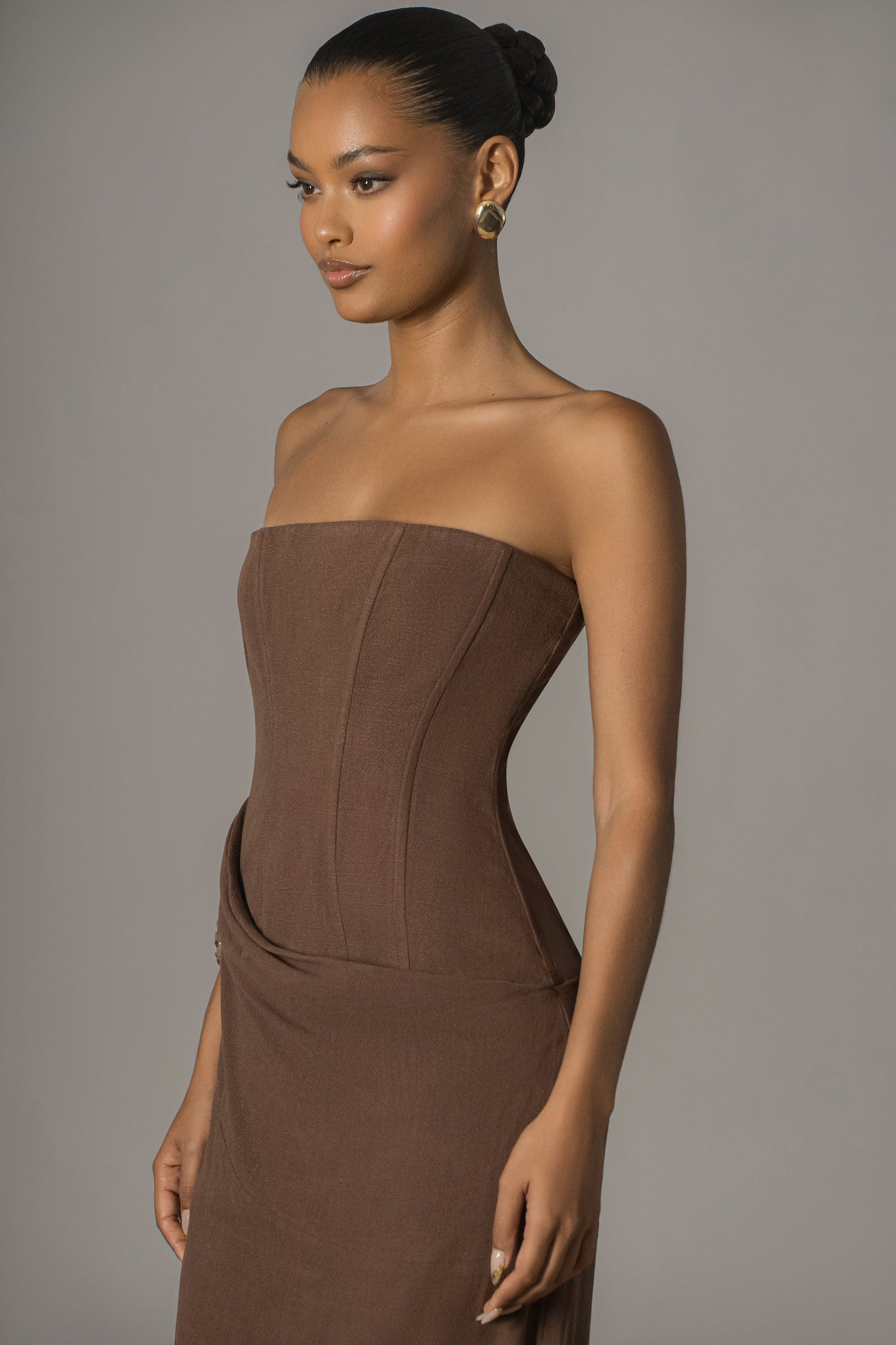 Chocolate Journey Linen Maxi Dress JLUXLABEL