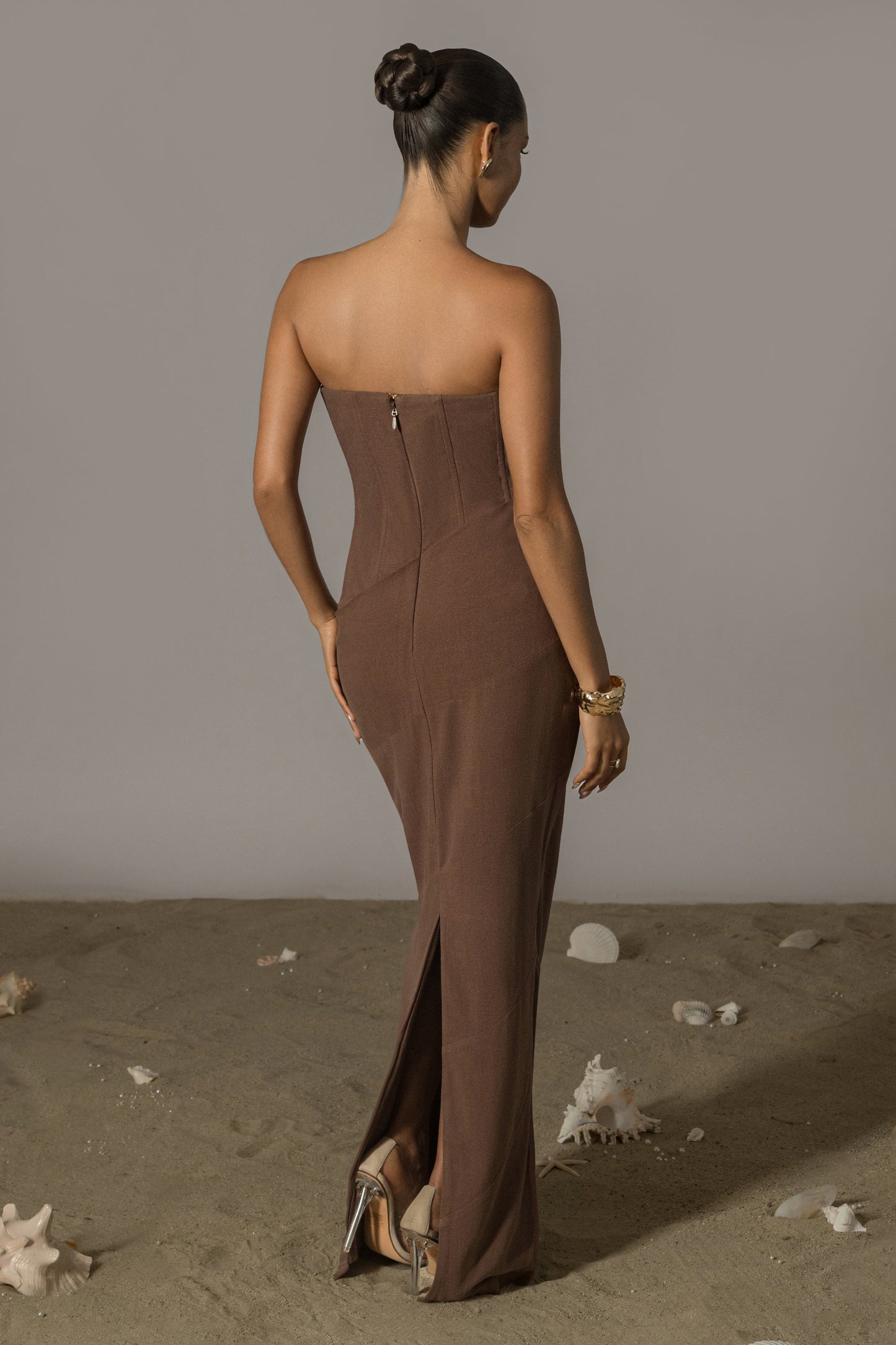 Chocolate Journey Linen Maxi Dress JLUXLABEL