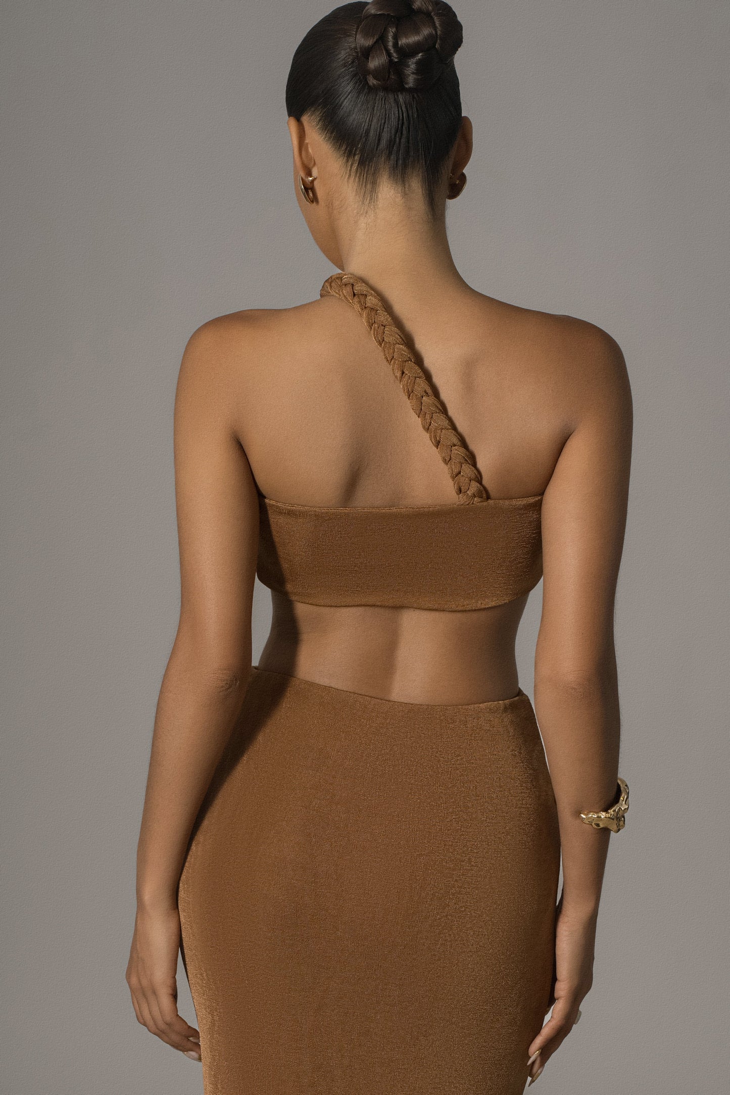 Bronze Ema One Shoulder Maxi Dress NEWFASHIONEDGE