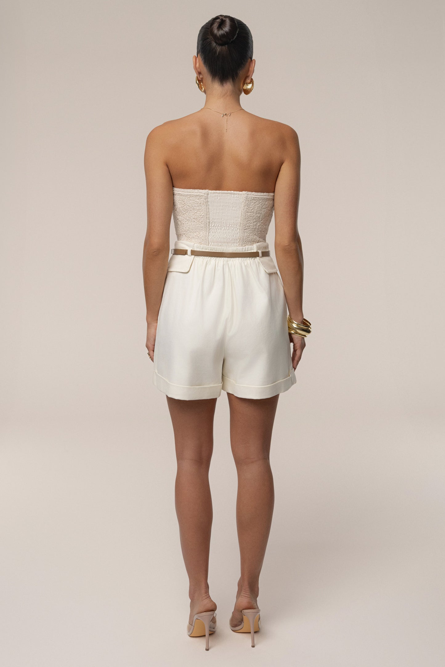 Ivory Belted Cargo Shorts JLUXLABEL