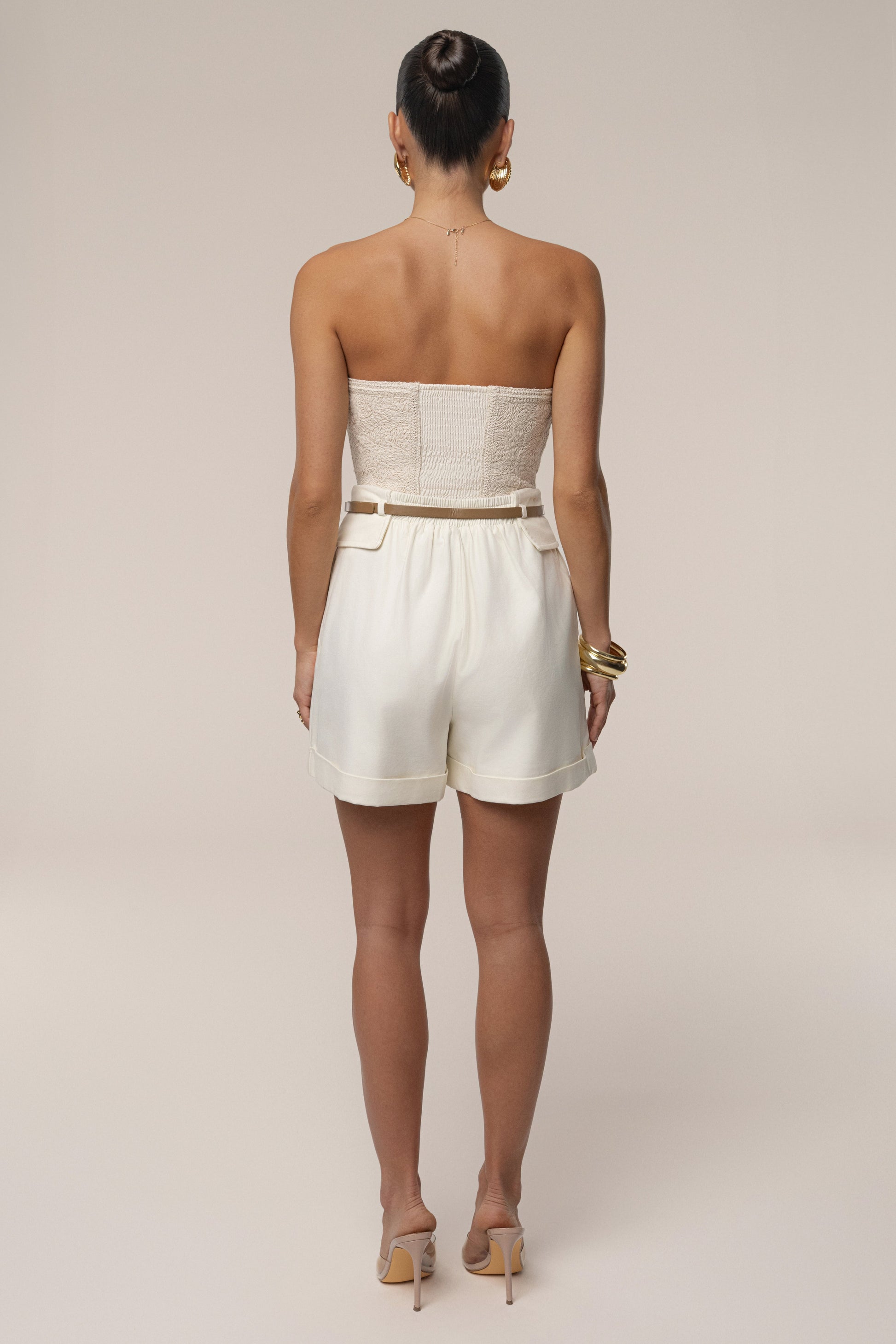 Ivory Belted Cargo Shorts JLUXLABEL