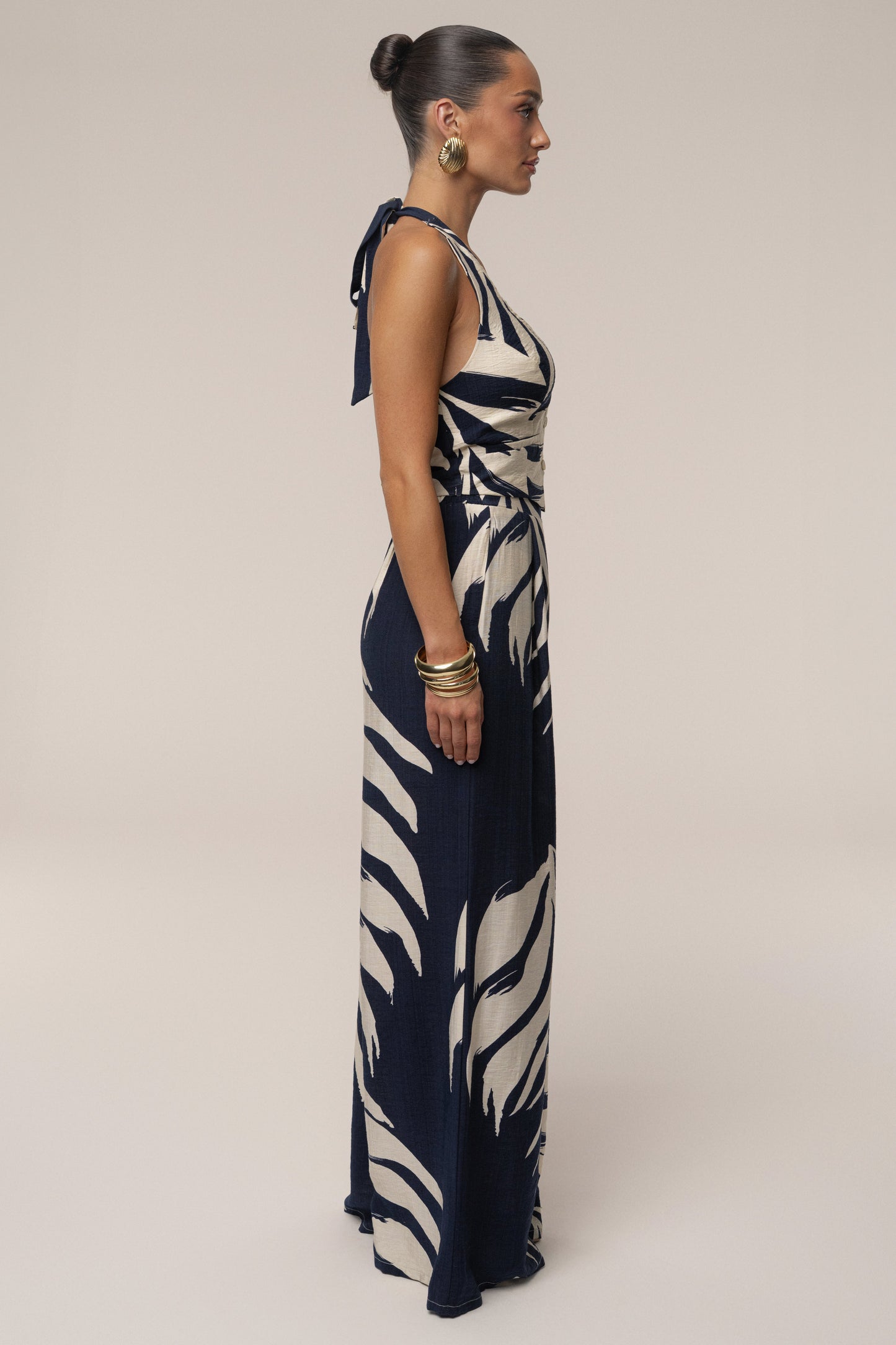 Navy Palm Print Tropical Daze Pant Set JLUXLABEL