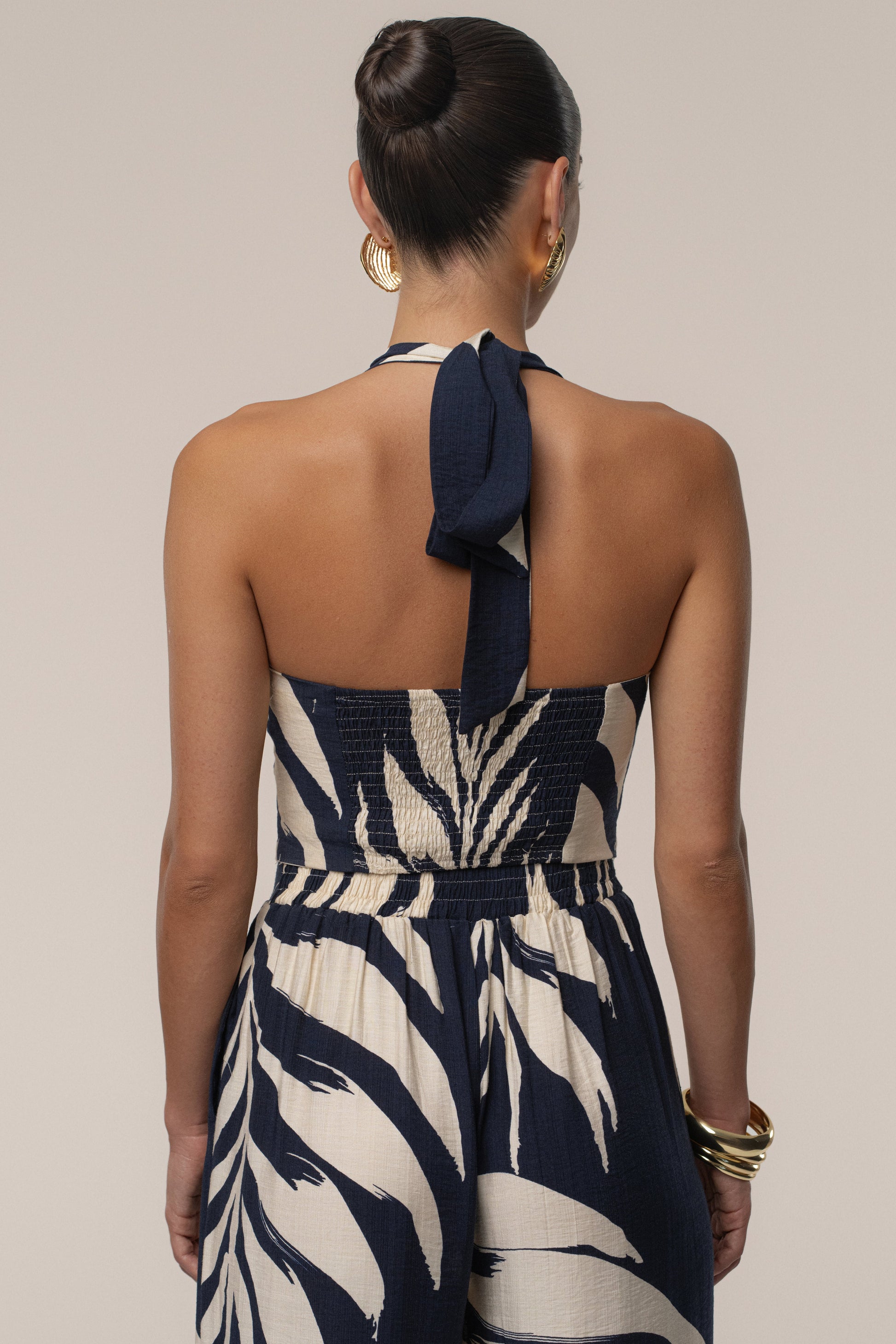 Navy Palm Print Tropical Daze Pant Set JLUXLABEL