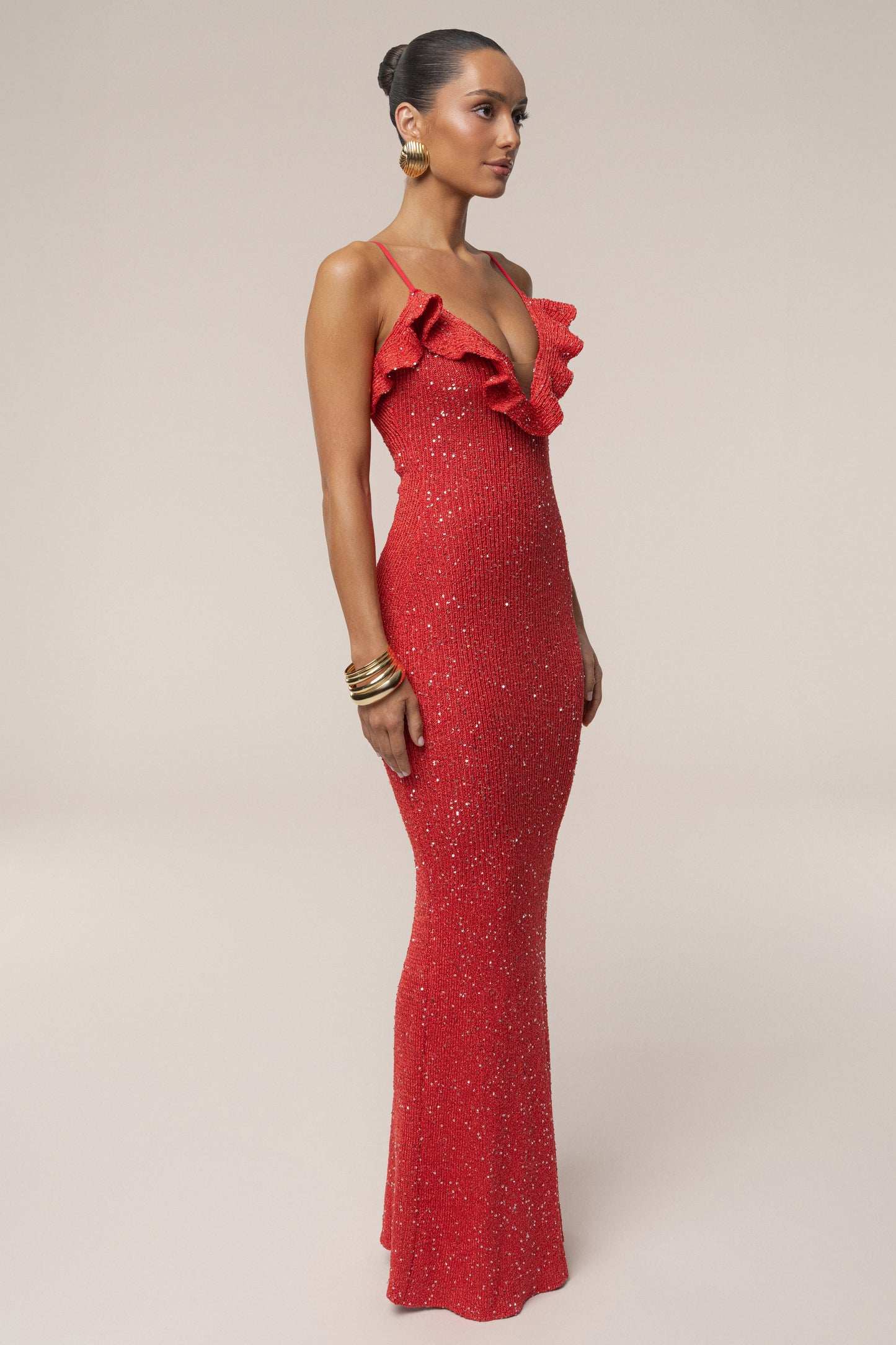 Coral Midnight Sparkle Maxi Dress JLUXLABEL