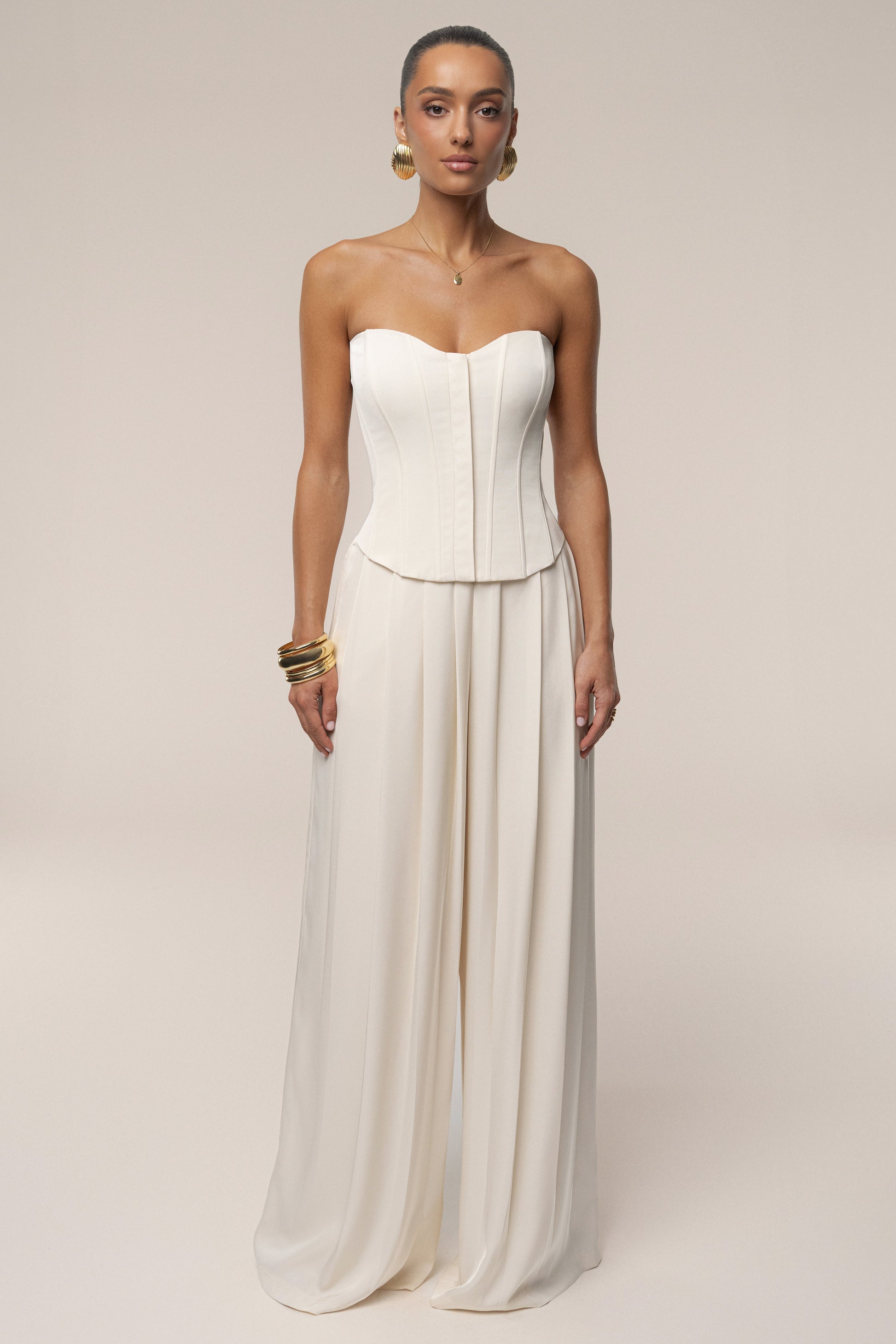 Buttercream Clara Wide Leg Pleated Trousers JLUXLABEL