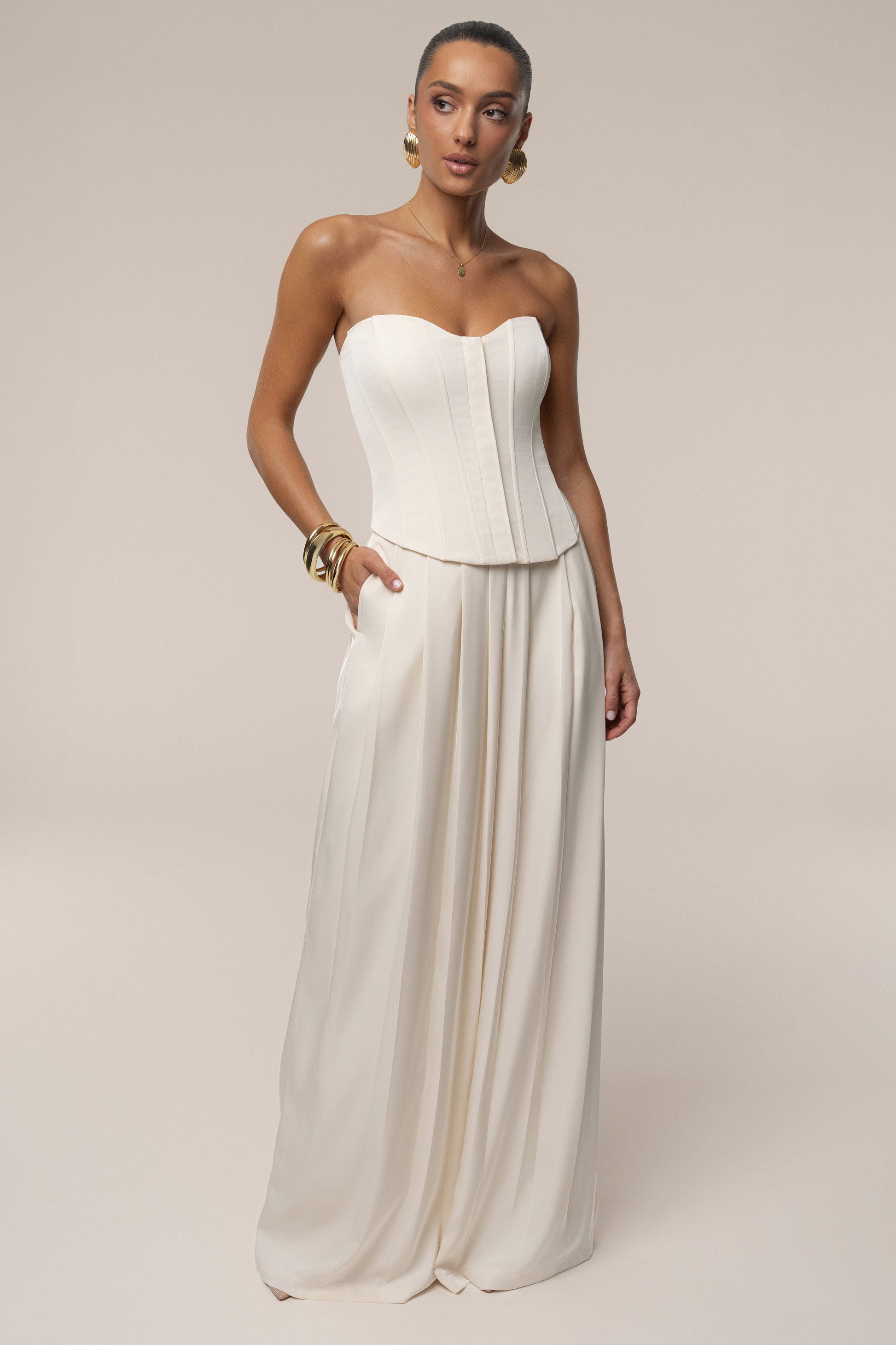 Buttercream Viv Satin Bustier Top JLUXLABEL
