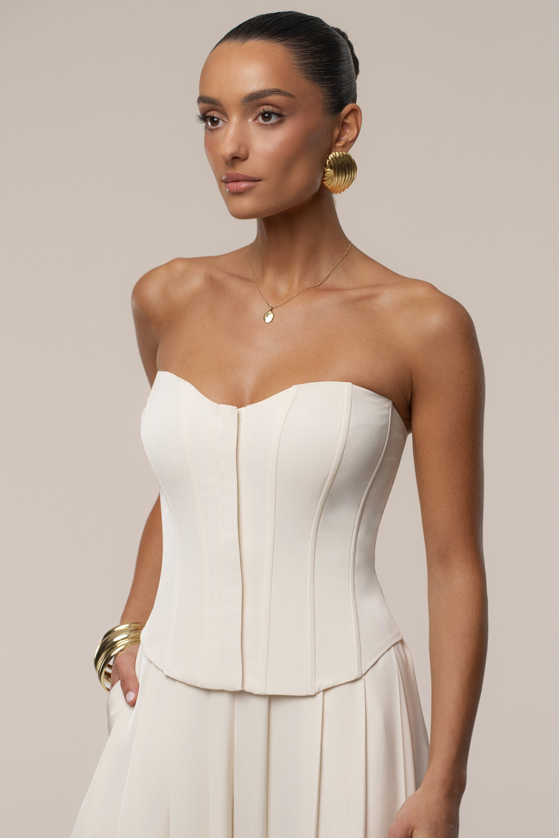 Buttercream Viv Satin Bustier Top JLUXLABEL