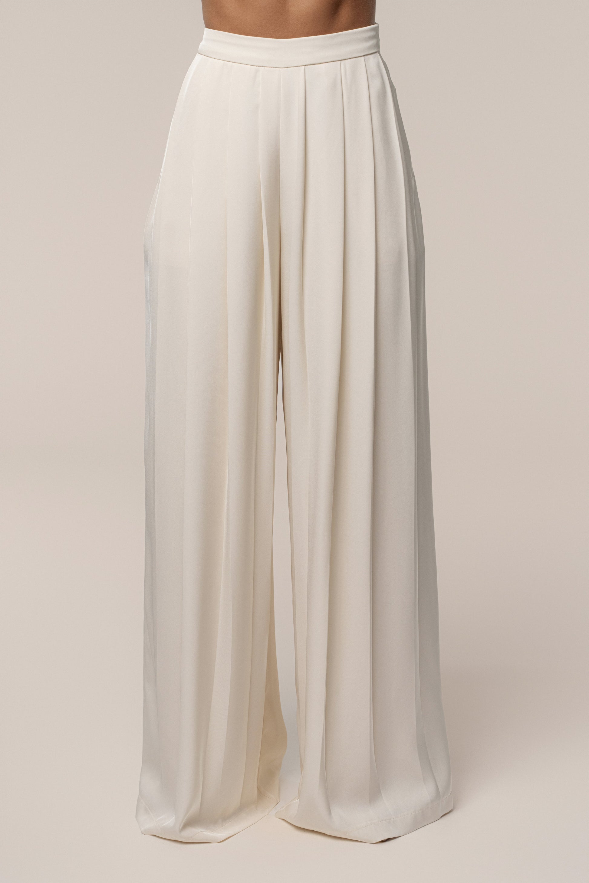 Buttercream Clara Wide Leg Pleated Trousers JLUXLABEL