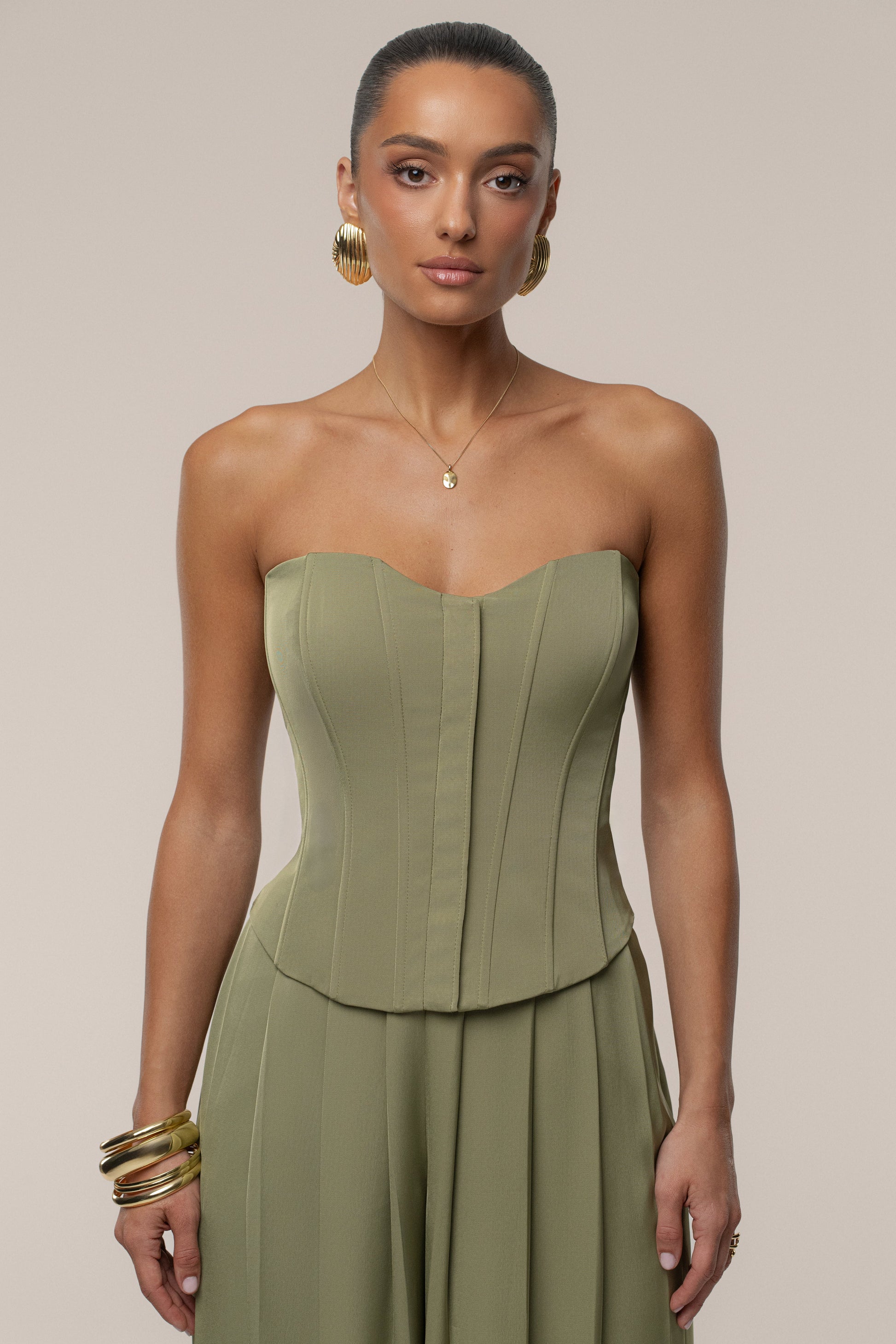 Olive Viv Satin Bustier Top JLUXLABEL