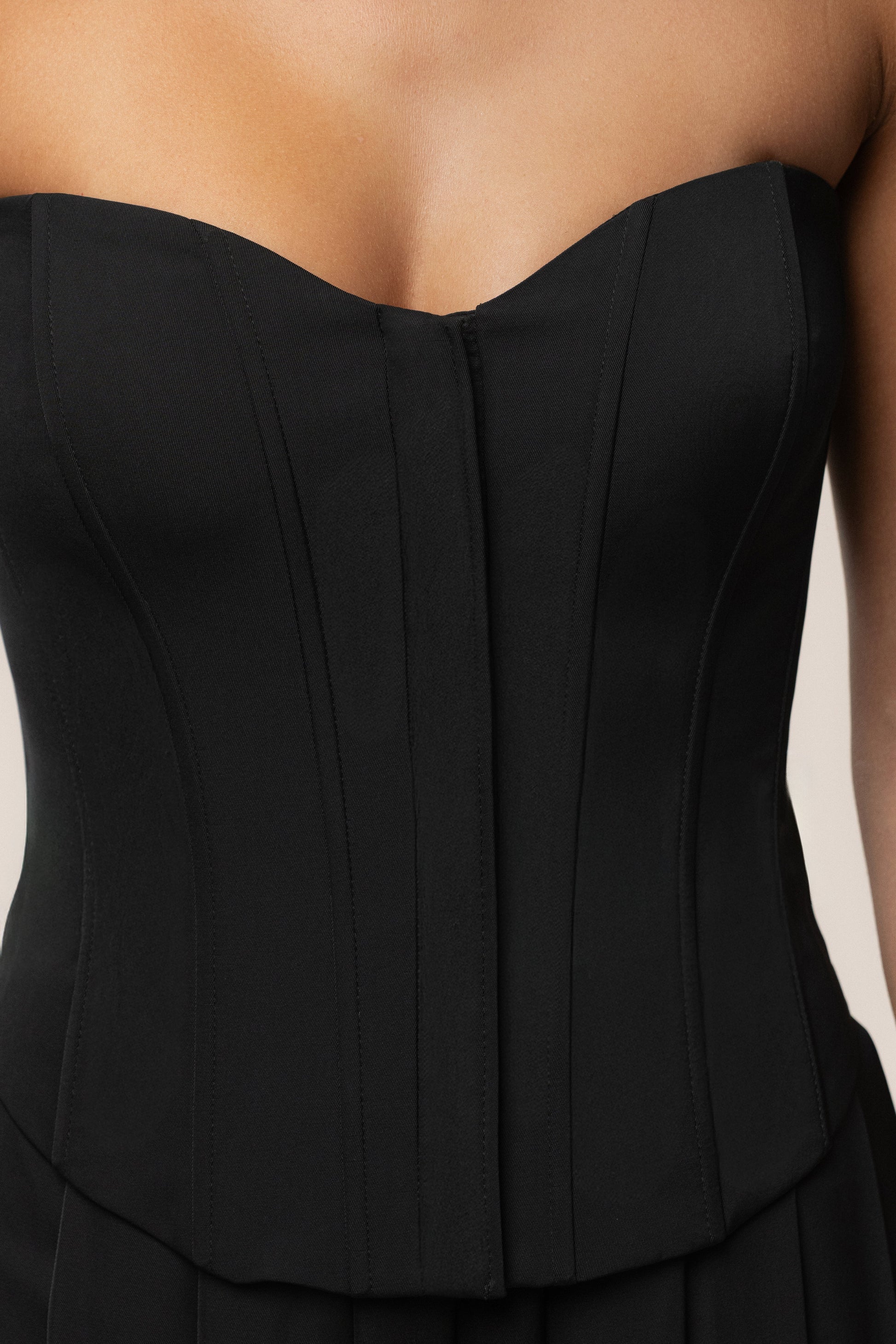 Black Viv Satin Bustier Top JLUXLABEL