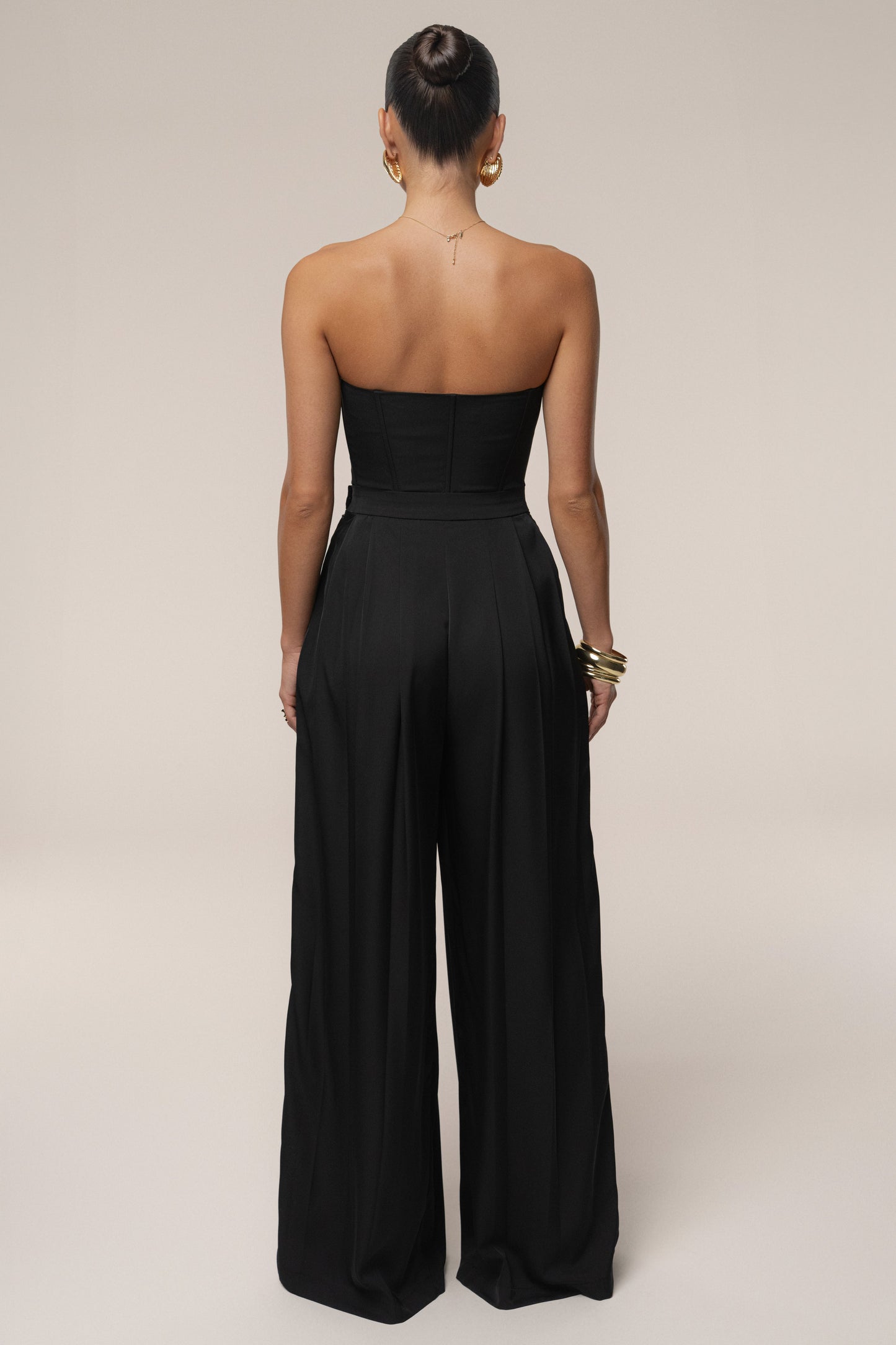 Black Viv Satin Bustier Top JLUXLABEL