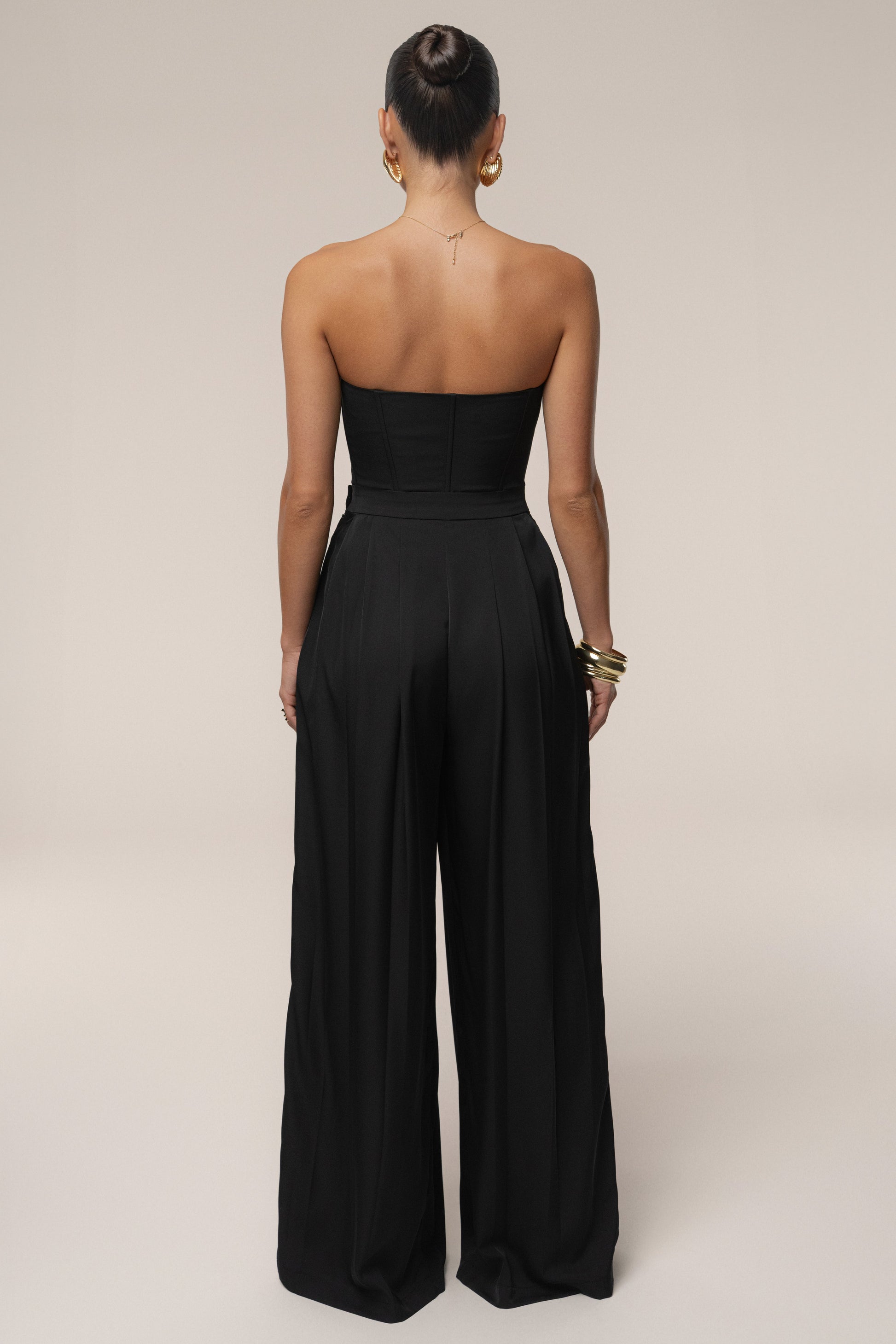 Black Viv Satin Bustier Top JLUXLABEL