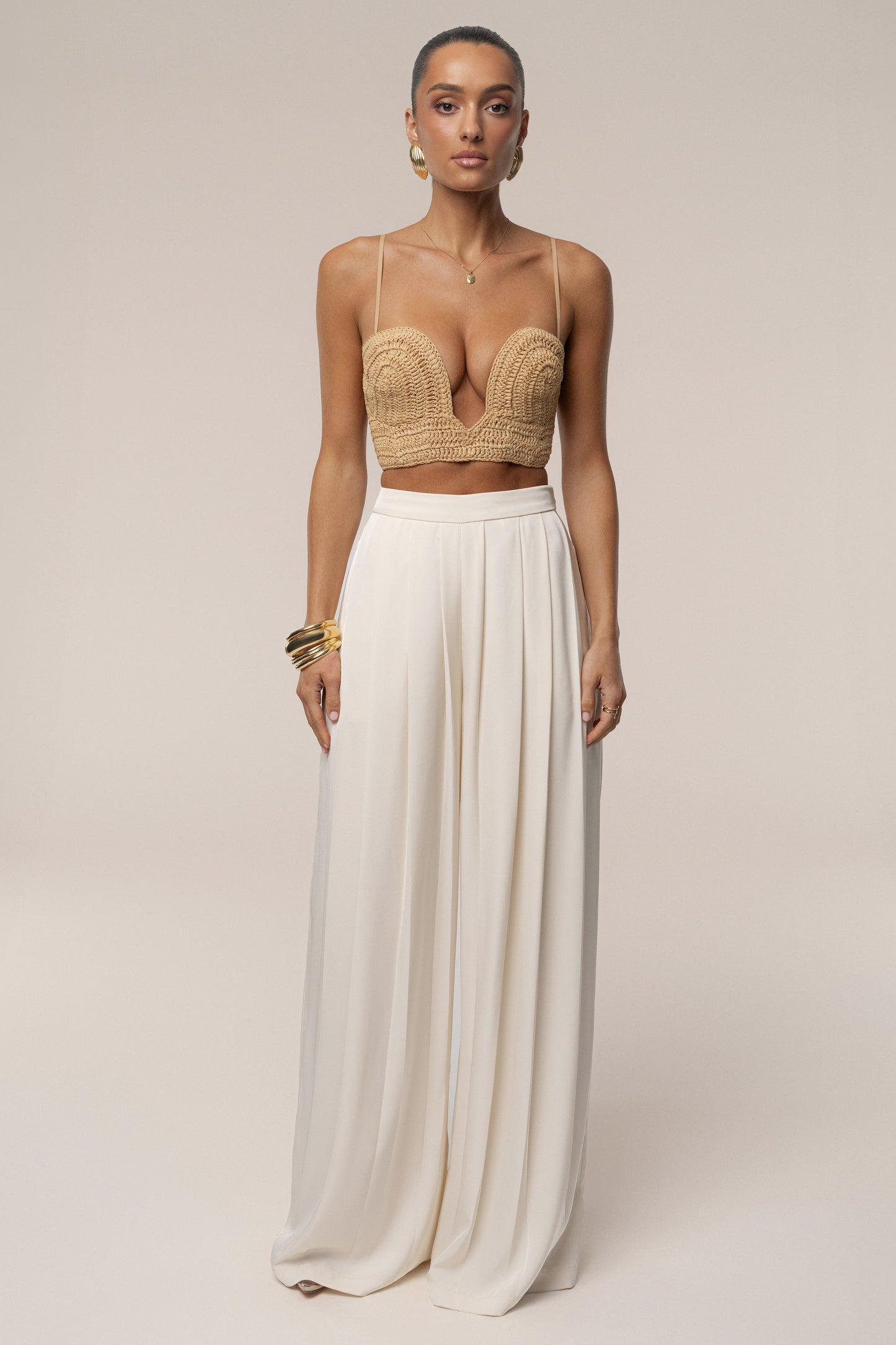 PRE-ORDER Beige Sail Away Texture Bustier NEWFASHIONEDGE