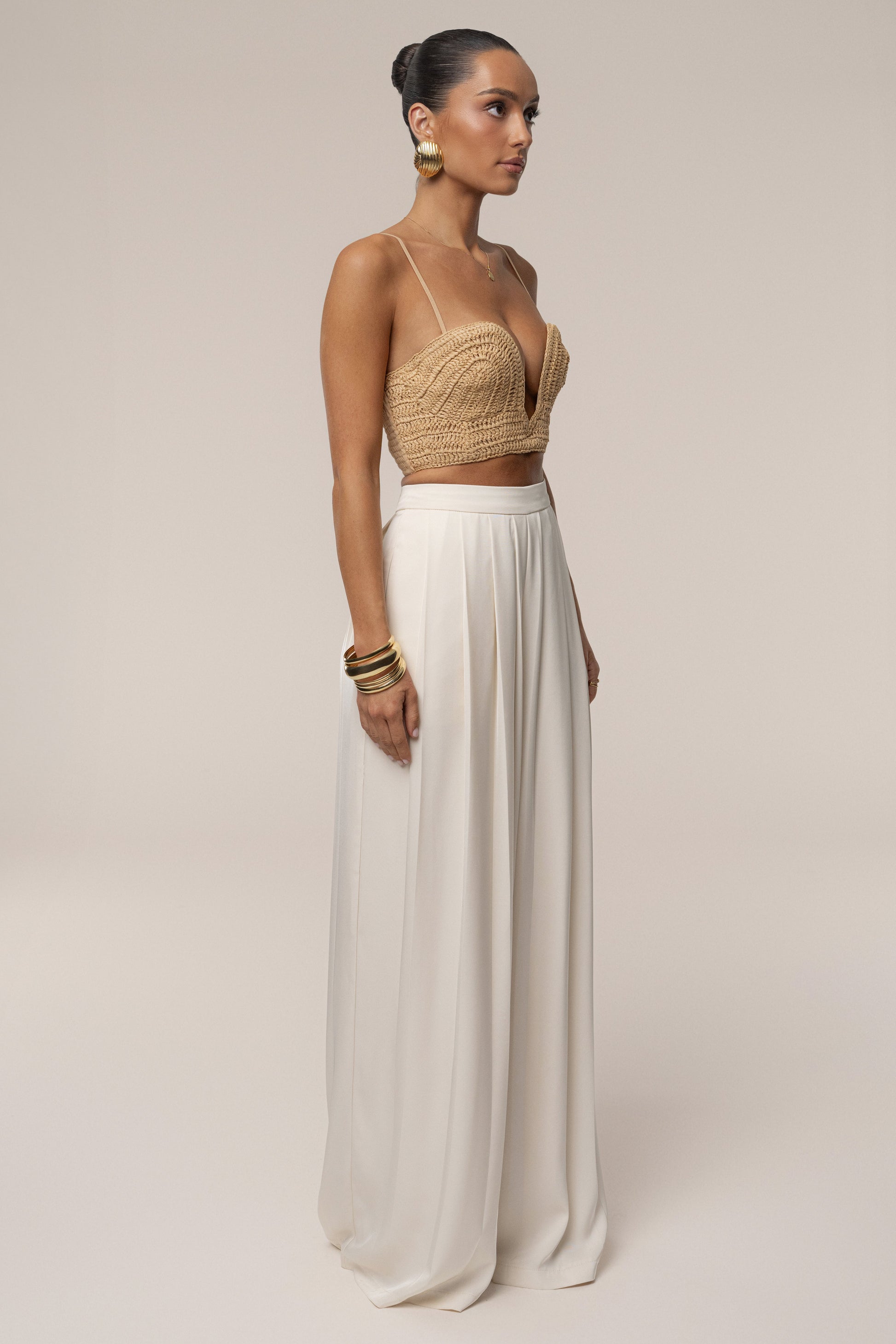 PRE-ORDER Beige Sail Away Texture Bustier NEWFASHIONEDGE