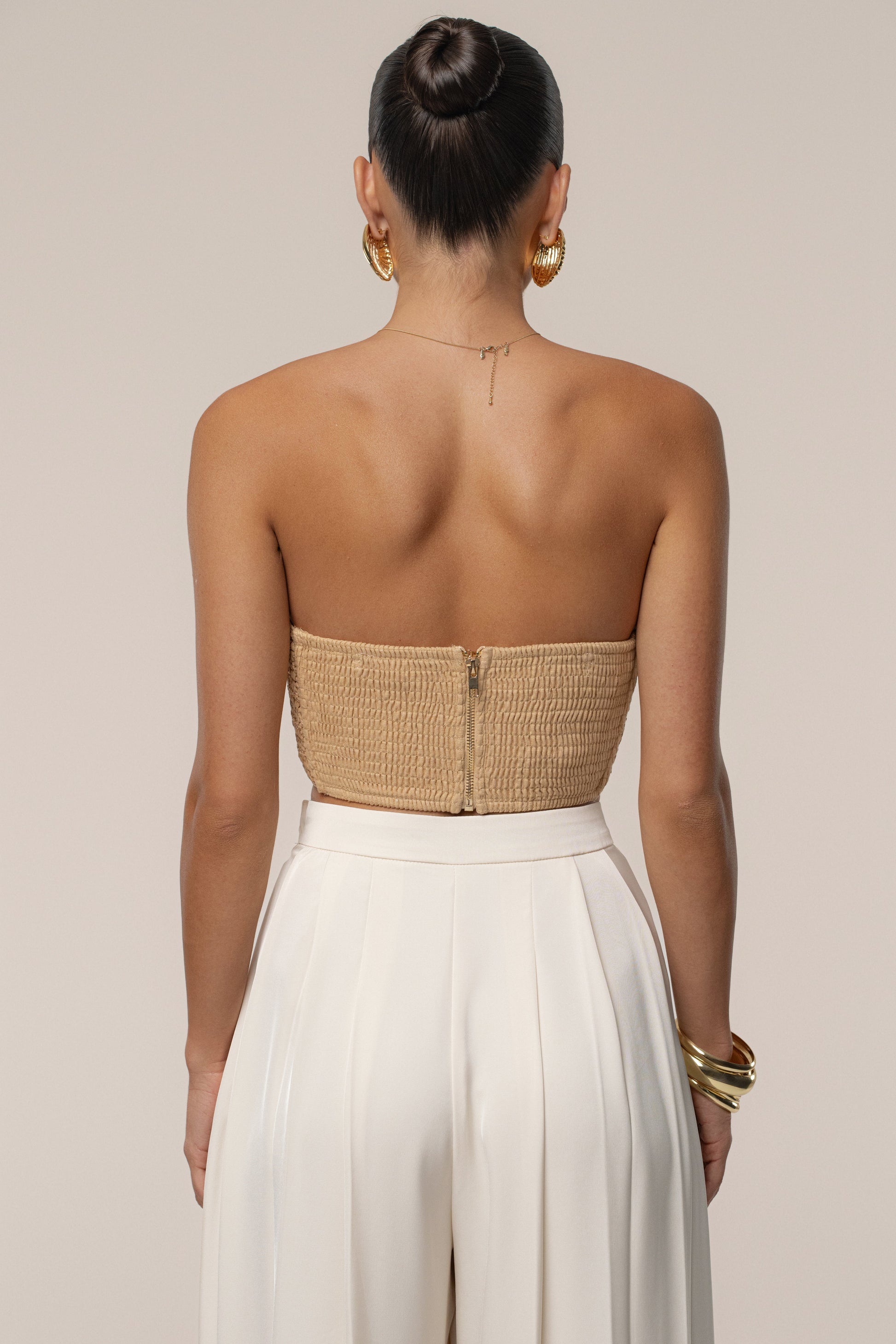 PRE-ORDER Beige Sail Away Texture Bustier NEWFASHIONEDGE