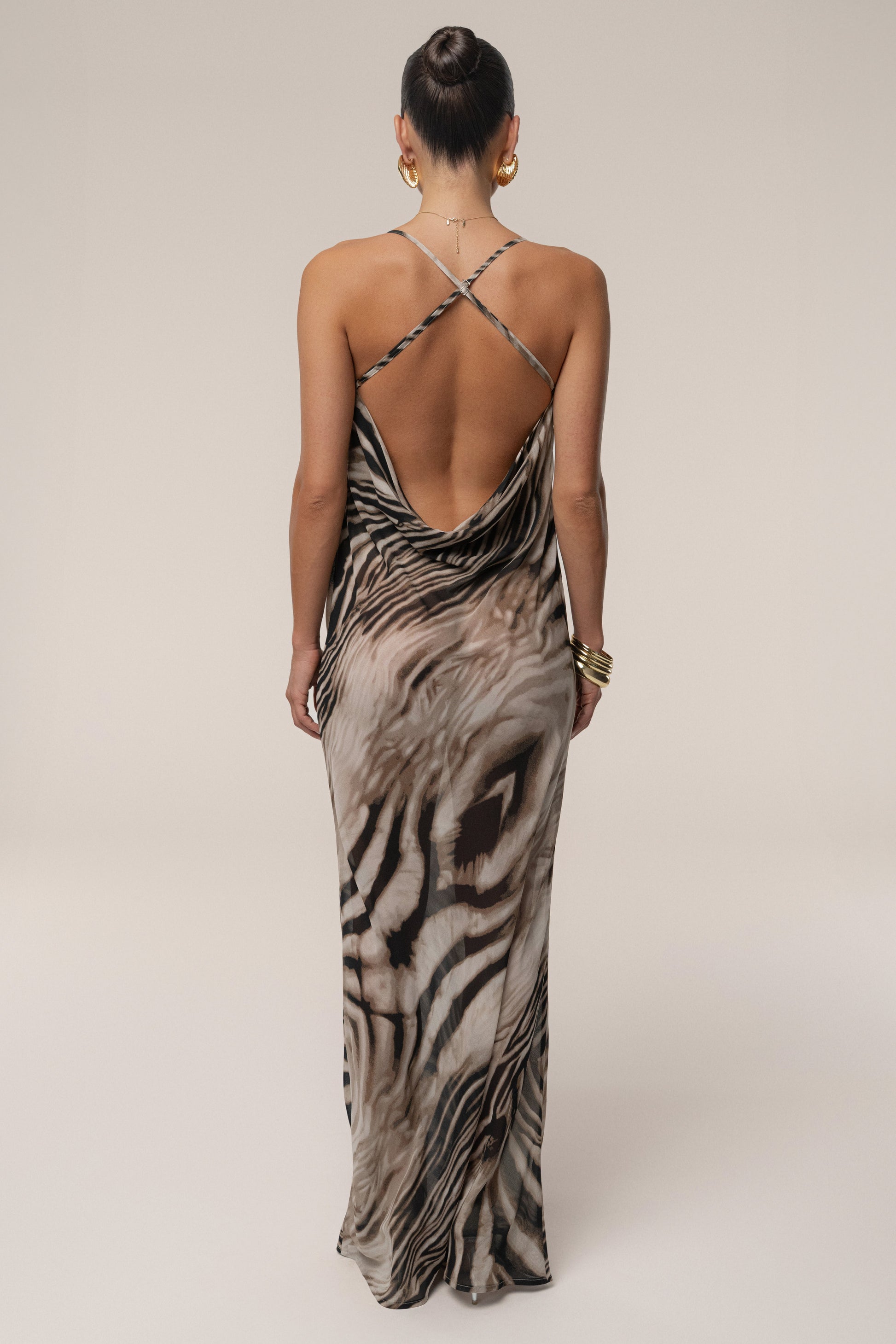 Brown Zebra Print Infinite Journey Maxi Dress JLUXLABEL