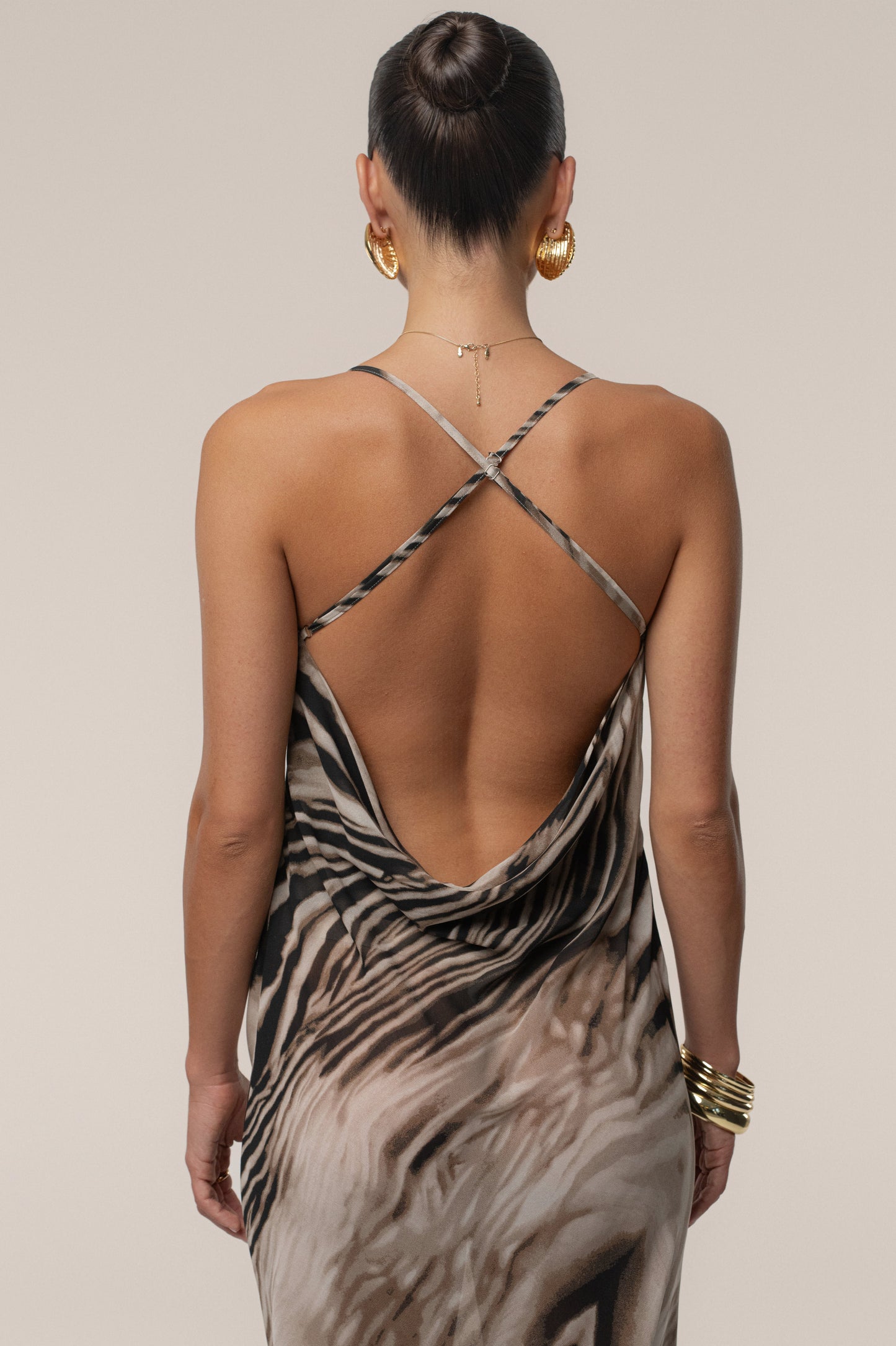 Brown Zebra Print Infinite Journey Maxi Dress JLUXLABEL
