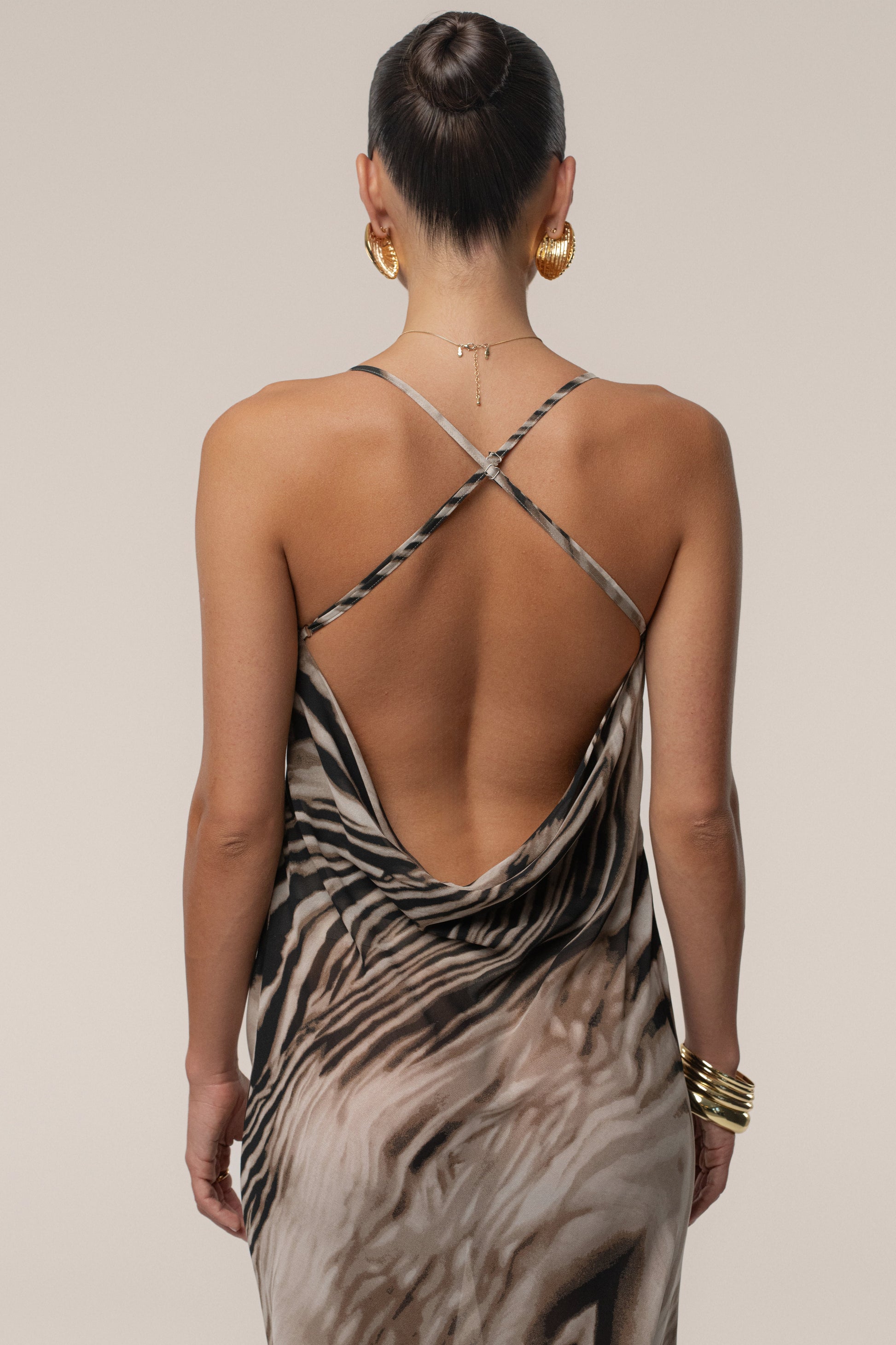 Brown Zebra Print Infinite Journey Maxi Dress JLUXLABEL