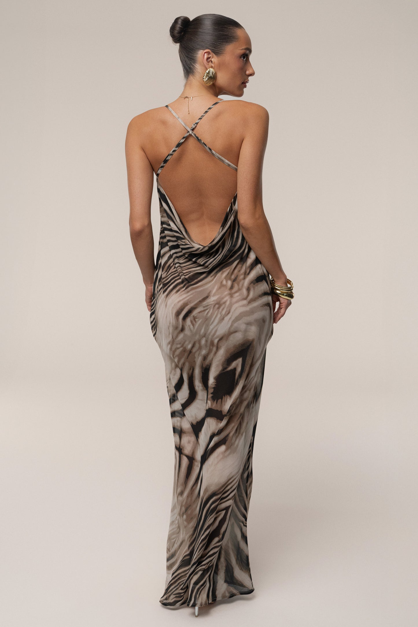 Brown Zebra Print Infinite Journey Maxi Dress JLUXLABEL