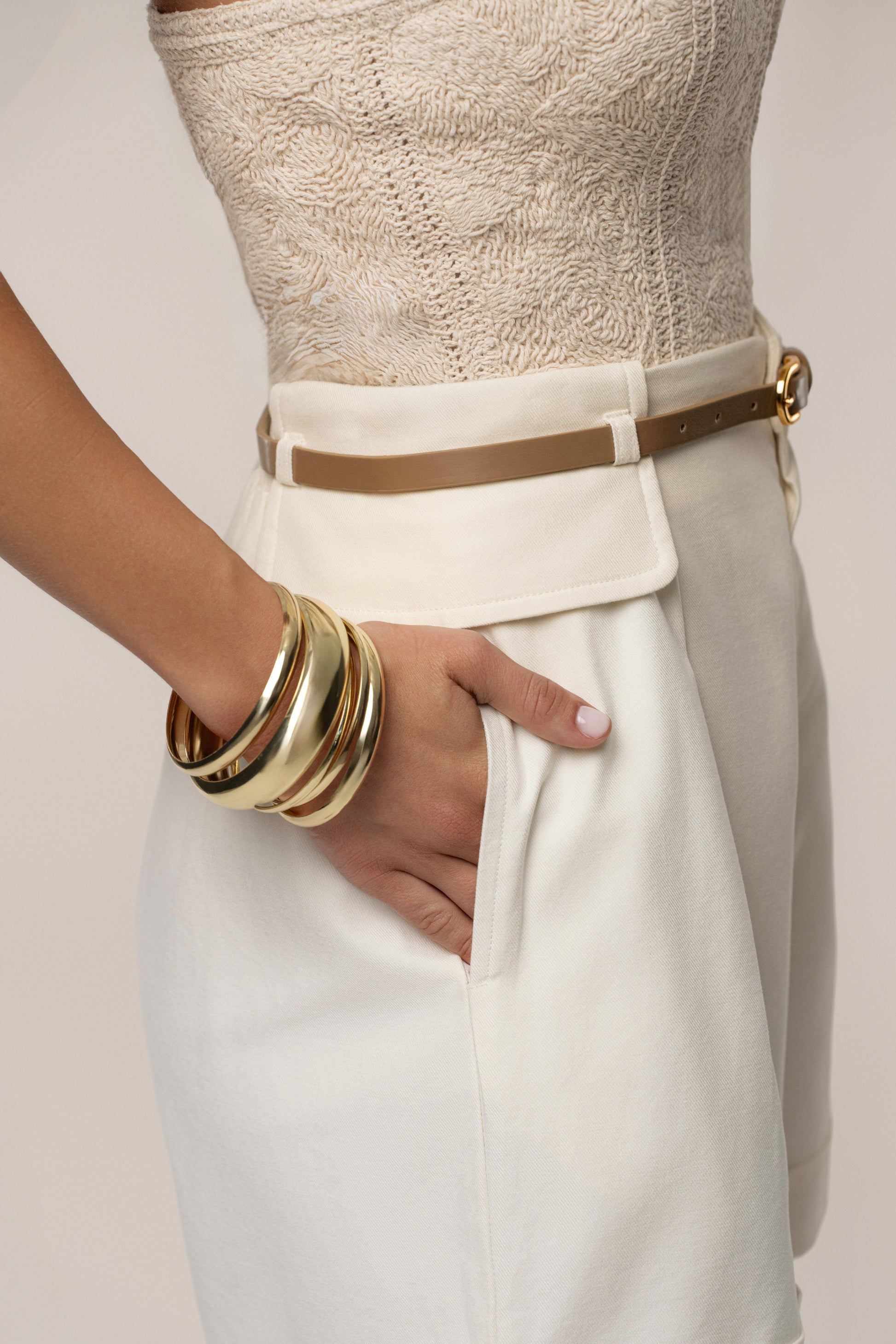 Ivory Belted Cargo Shorts JLUXLABEL